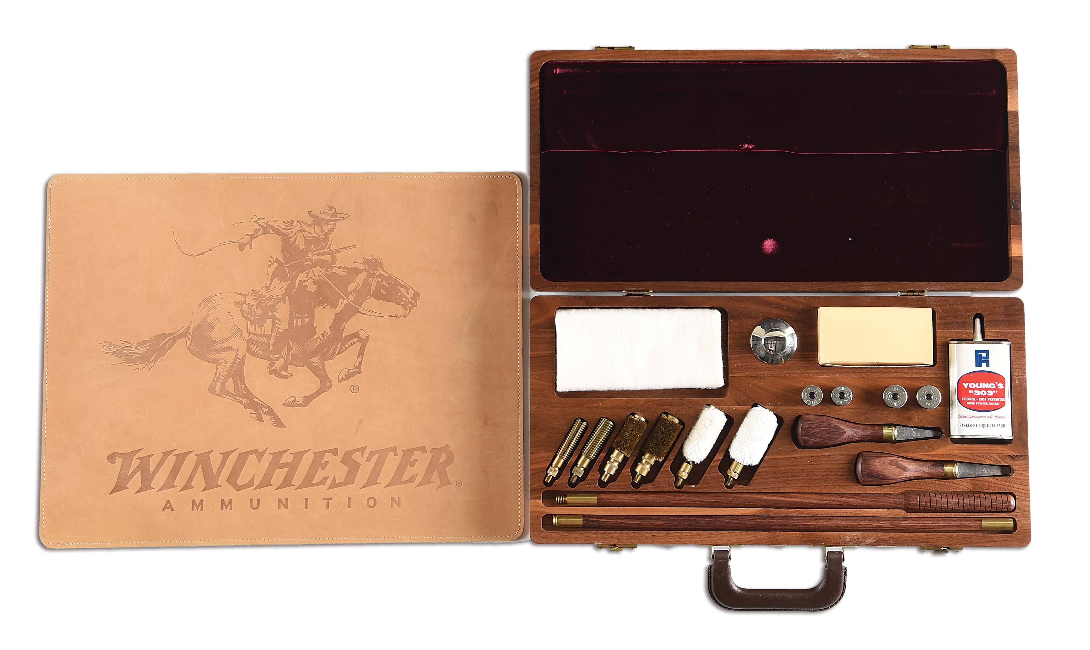 Lot Detail EXCELLENT EARLY WINCHESTER AMMUNITION LEATHER COUNTER MAT