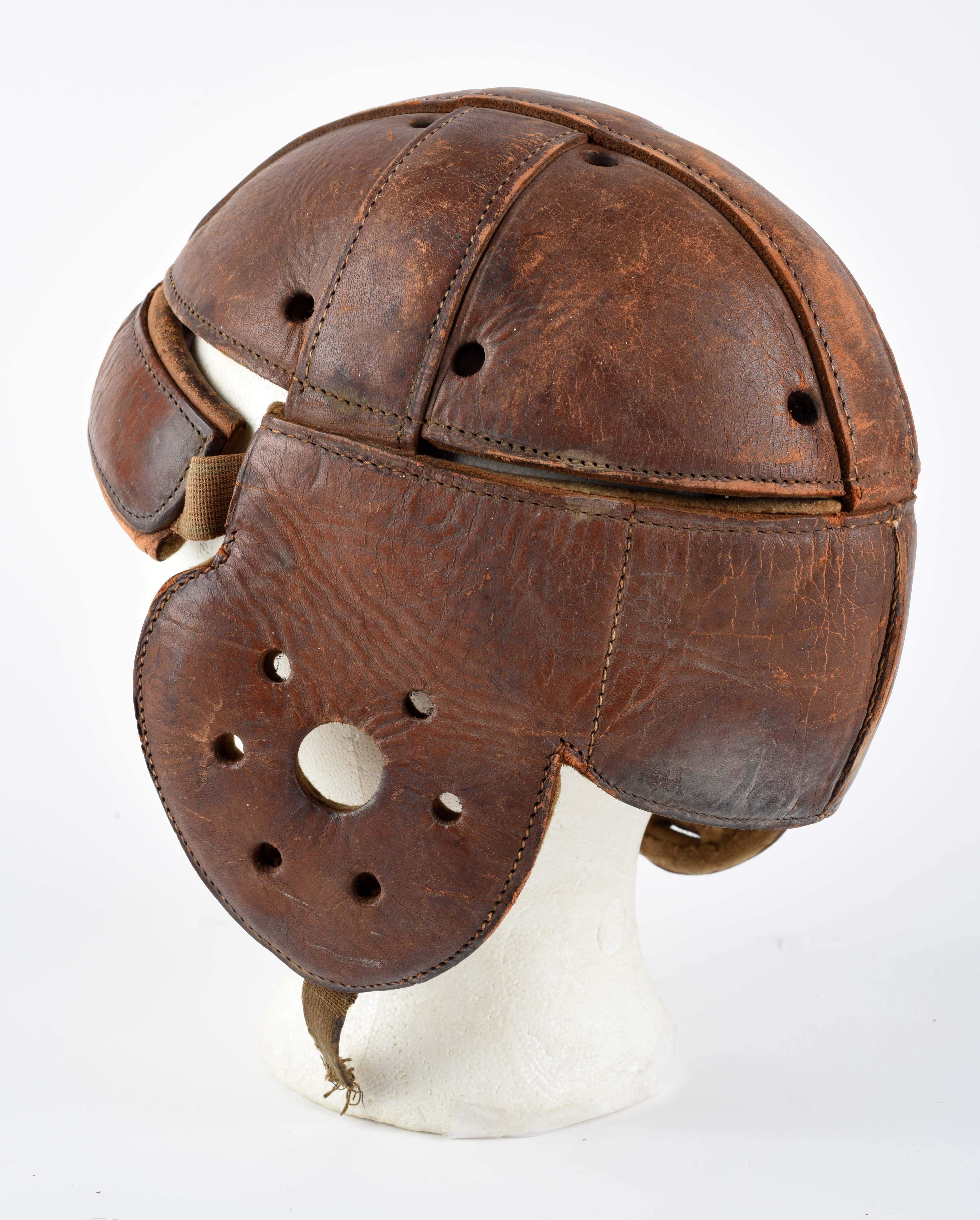 Lot Detail PREWAR VINTAGE FOOTBALL LEATHER HELMET.
