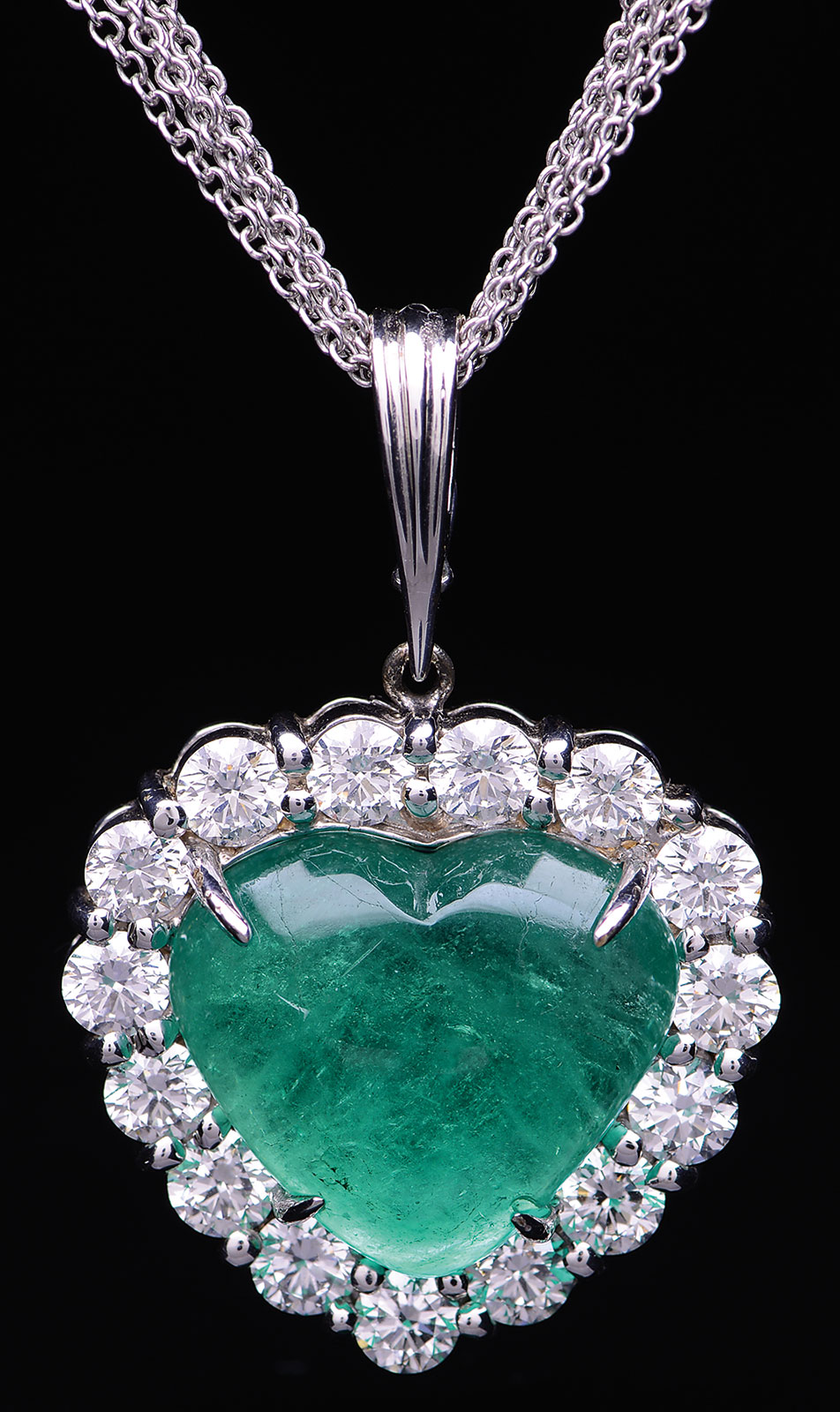 Lot Detail EMERALD & DIAMOND HEART SHAPED NECKLACE.