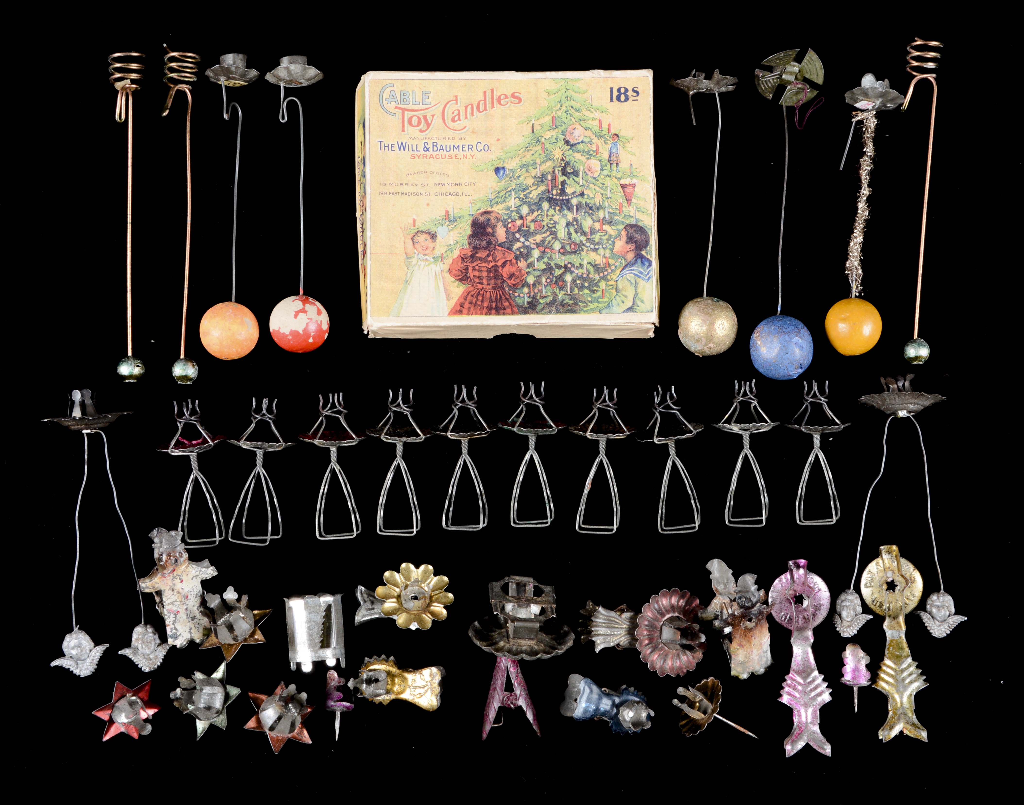 Lot Detail LOT OF ASSORTED VICTORIAN CHRISTMAS CANDLE HOLDER & CANDLES.