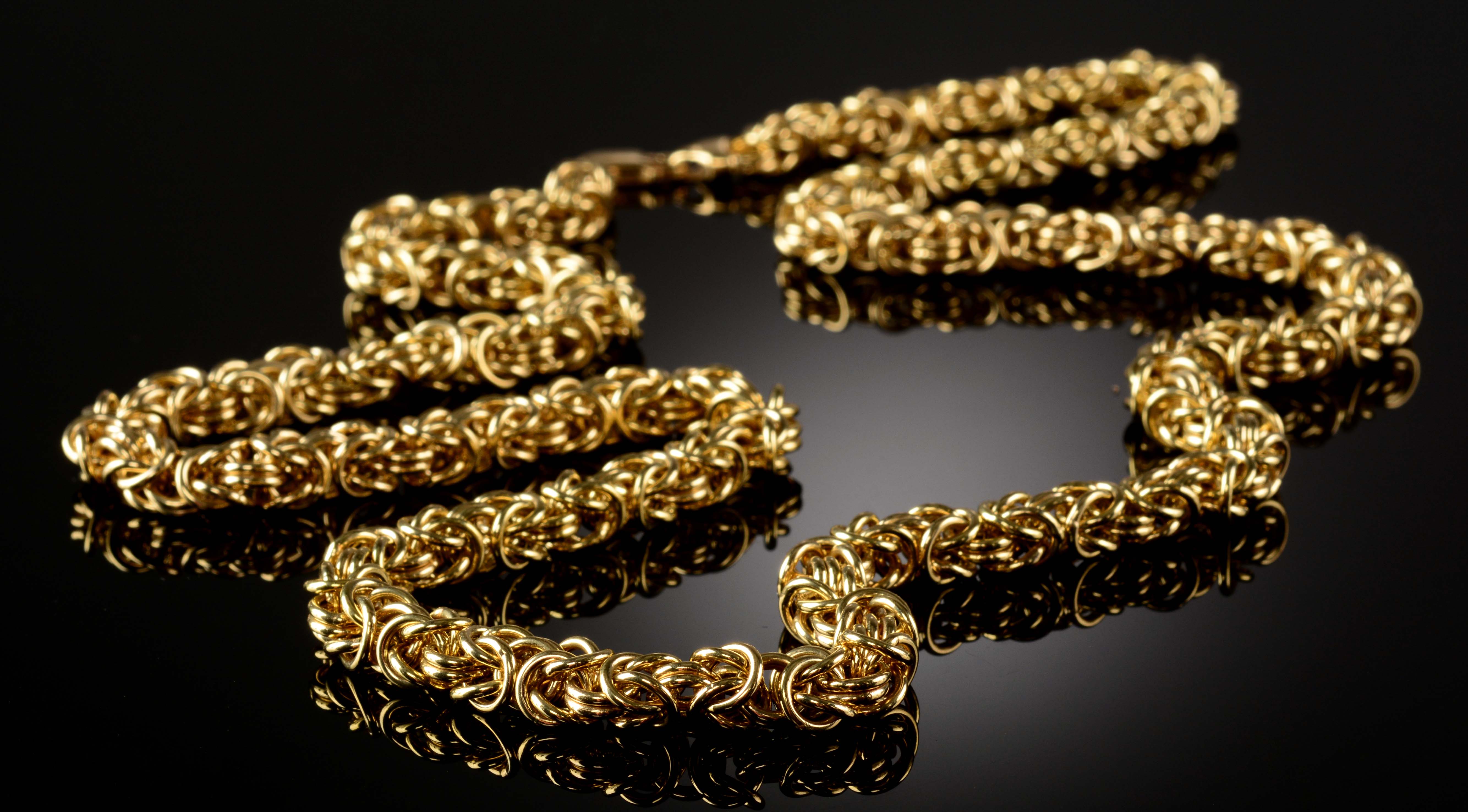 Lot Detail 14K GOLD 30" BYZANTINE CHAIN NECKLACE.