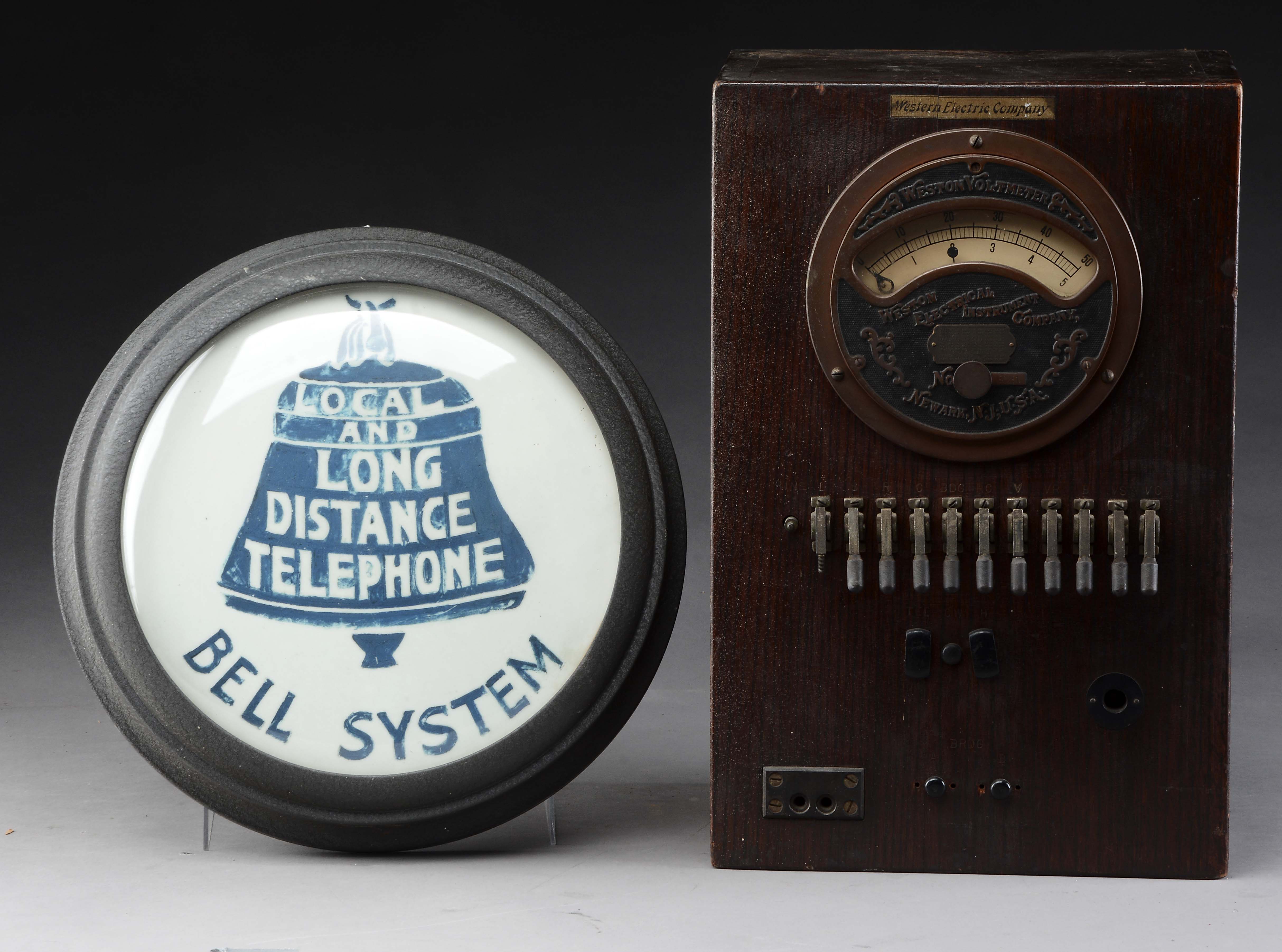 Lot Detail WESTERN ELECTRICAL VOLT METER WITH BELL SYSTEM TELEPHONE SIGN.