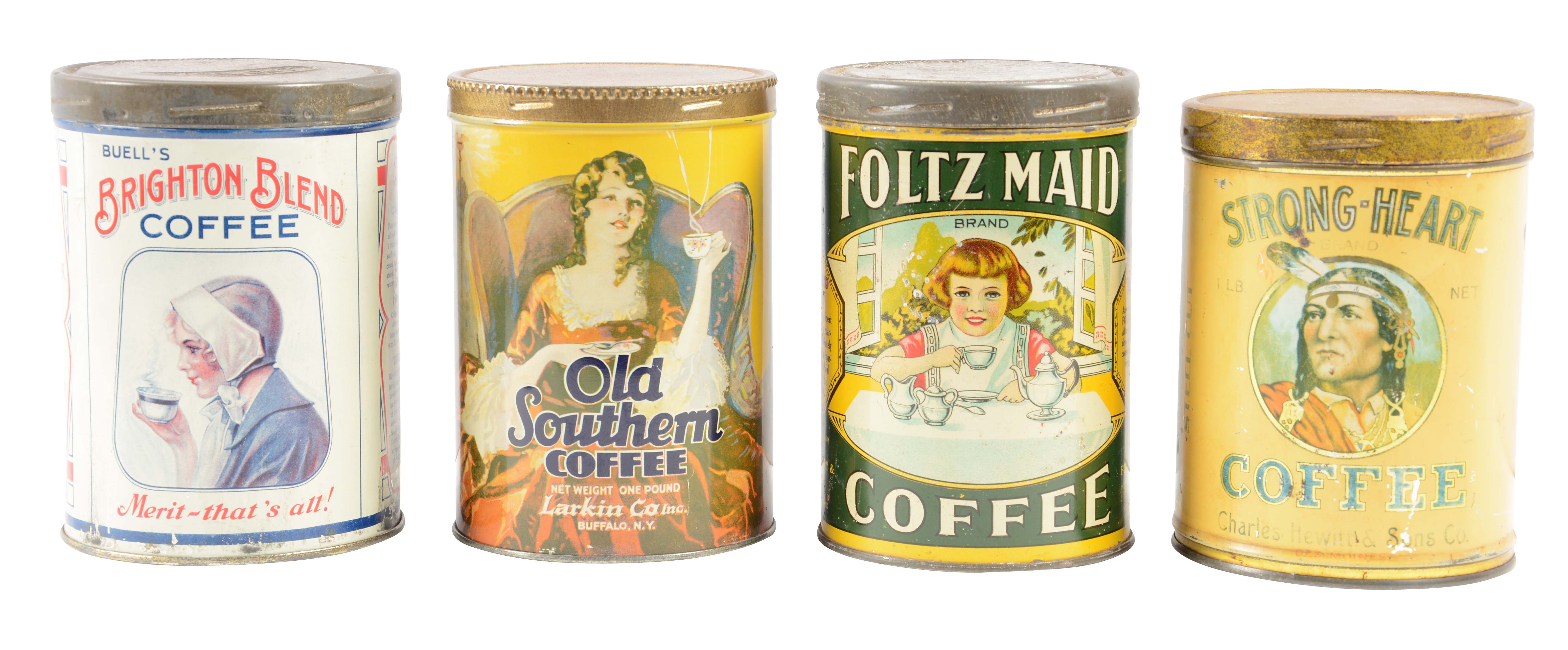 Lot Detail LOT OF 4 EARLY COFFEE TINS.