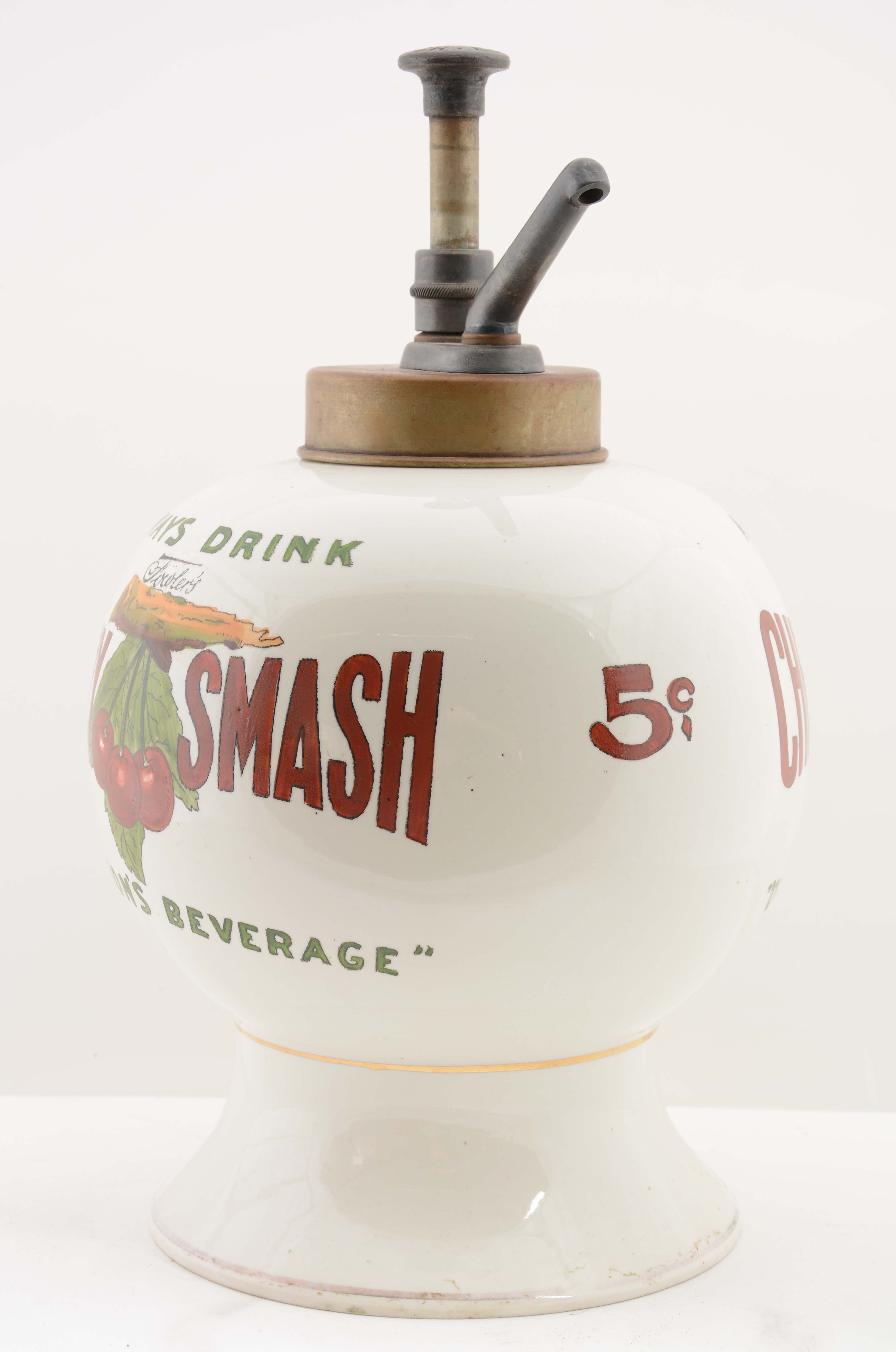 Lot Detail FOWLERS CHERRY SMASH SYRUP DISPENSER.