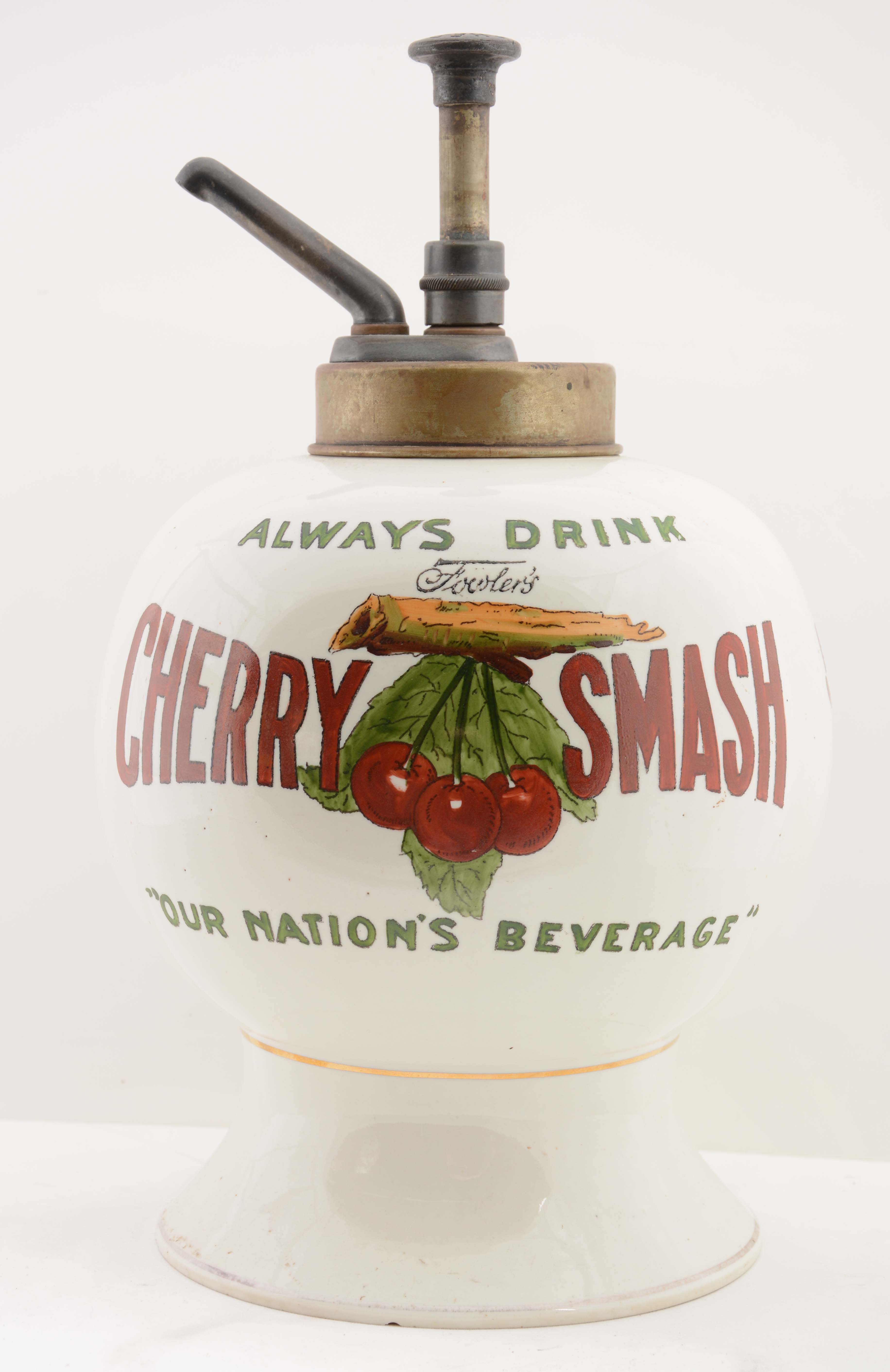 Lot Detail FOWLERS CHERRY SMASH SYRUP DISPENSER.