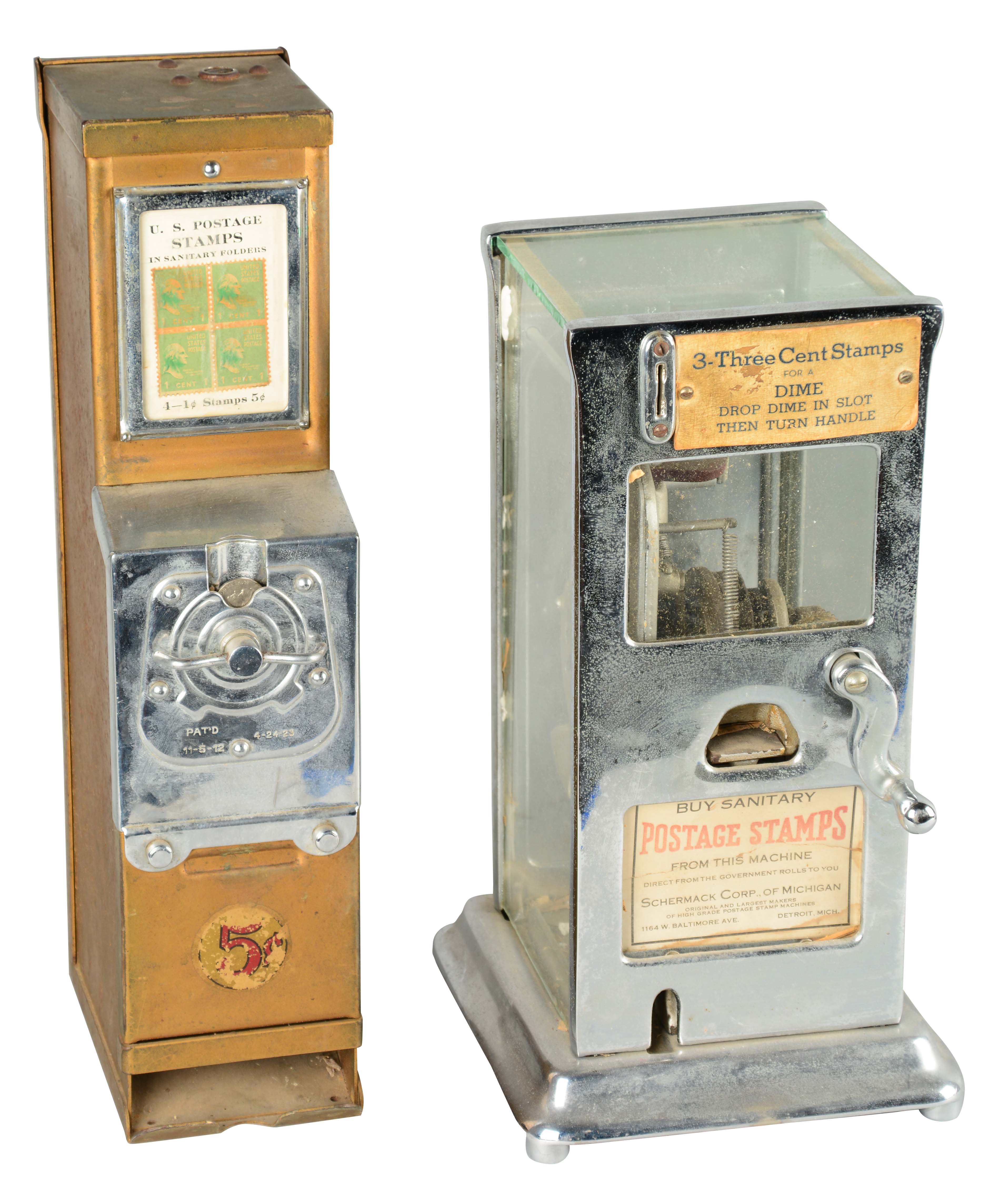 Lot Detail LOT OF 2 POSTAGE STAMP VENDING MACHINES.