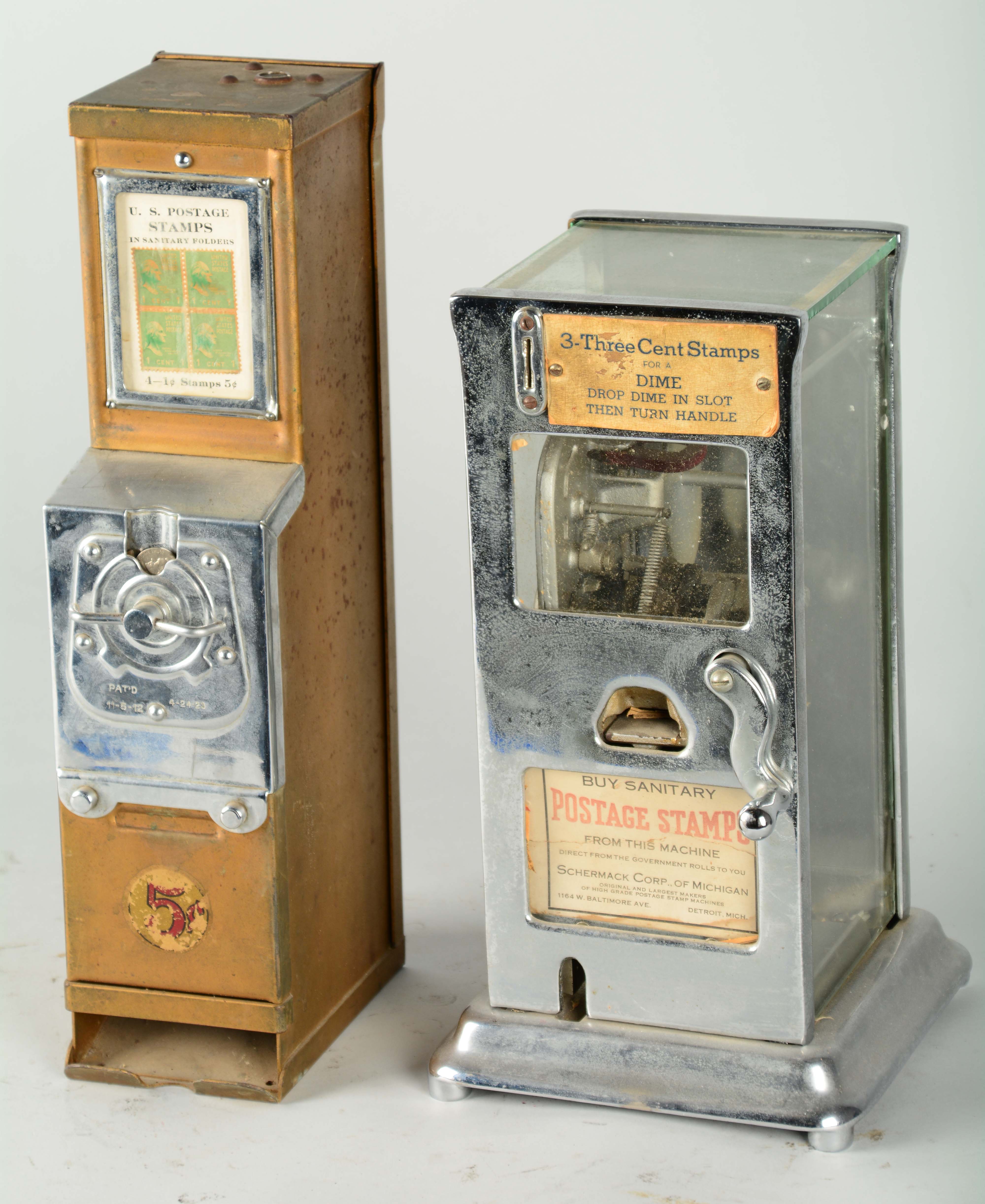 Lot Detail LOT OF 2 POSTAGE STAMP VENDING MACHINES.