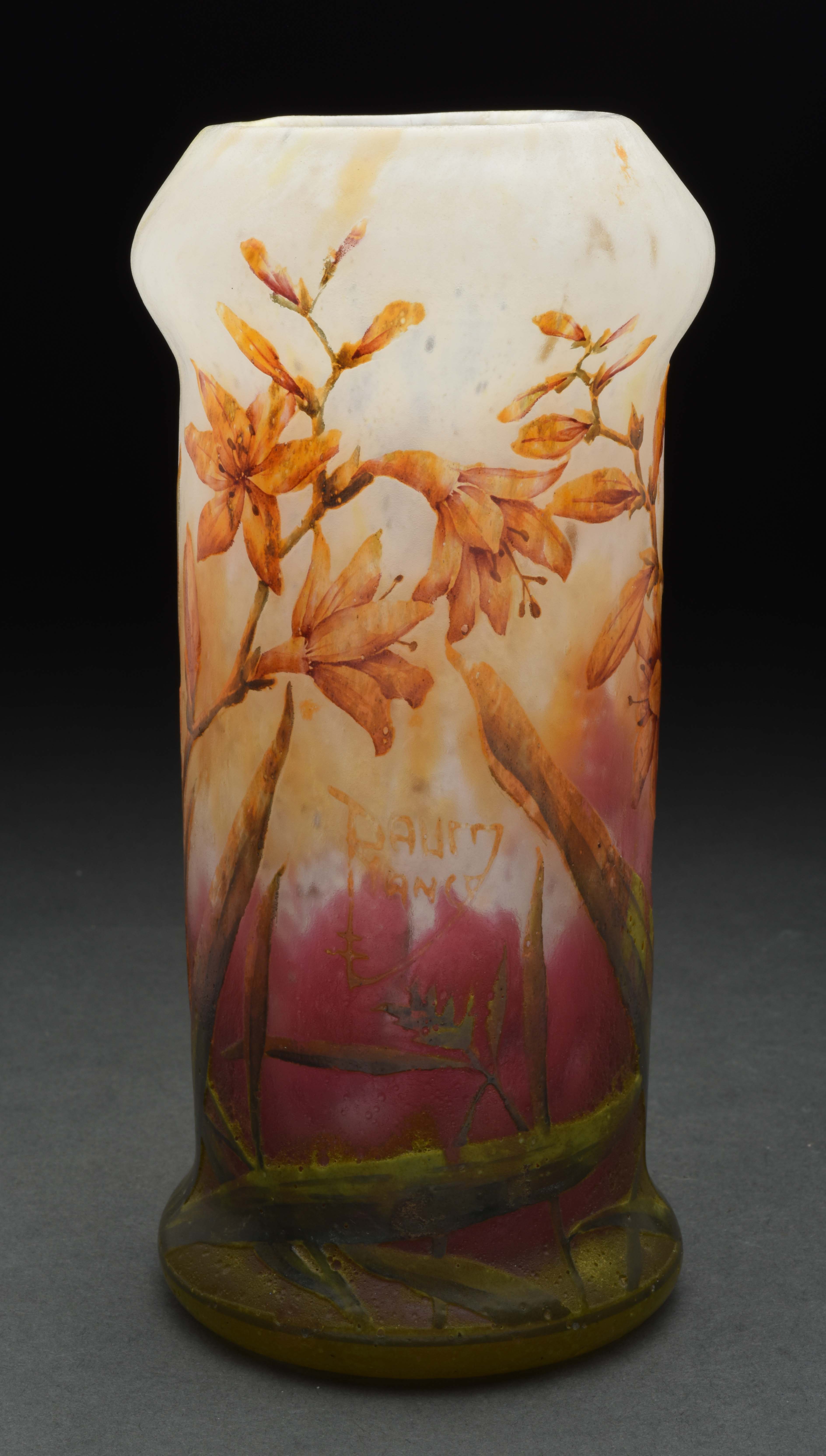 Lot Detail DAUM NANCY FLORAL CAMEO VASE.