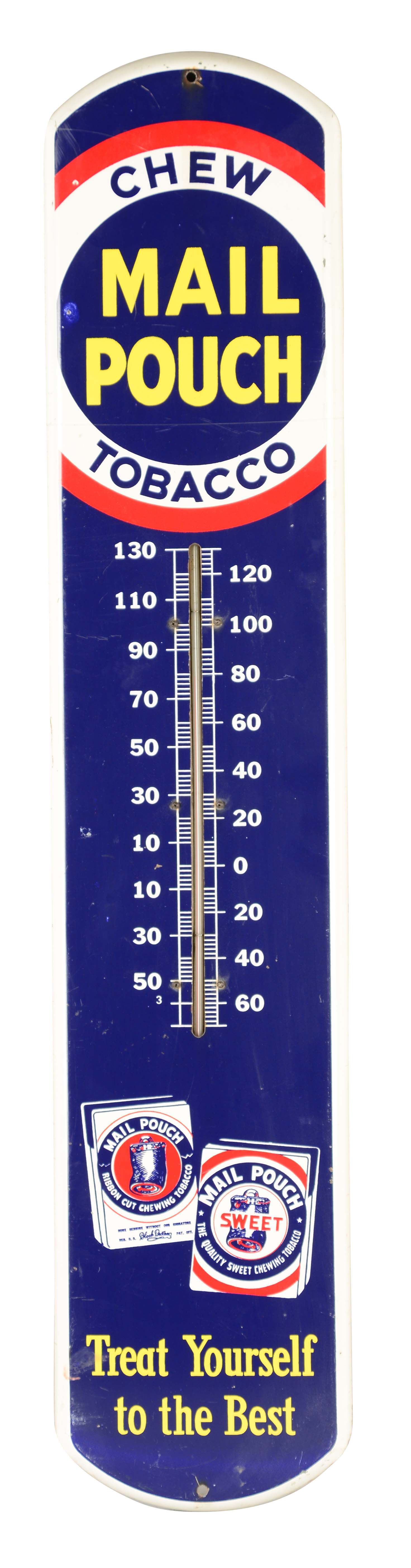 Lot Detail PORCELAIN MAIL POUCH CHEWING TOBACCO THERMOMETER SIGN.