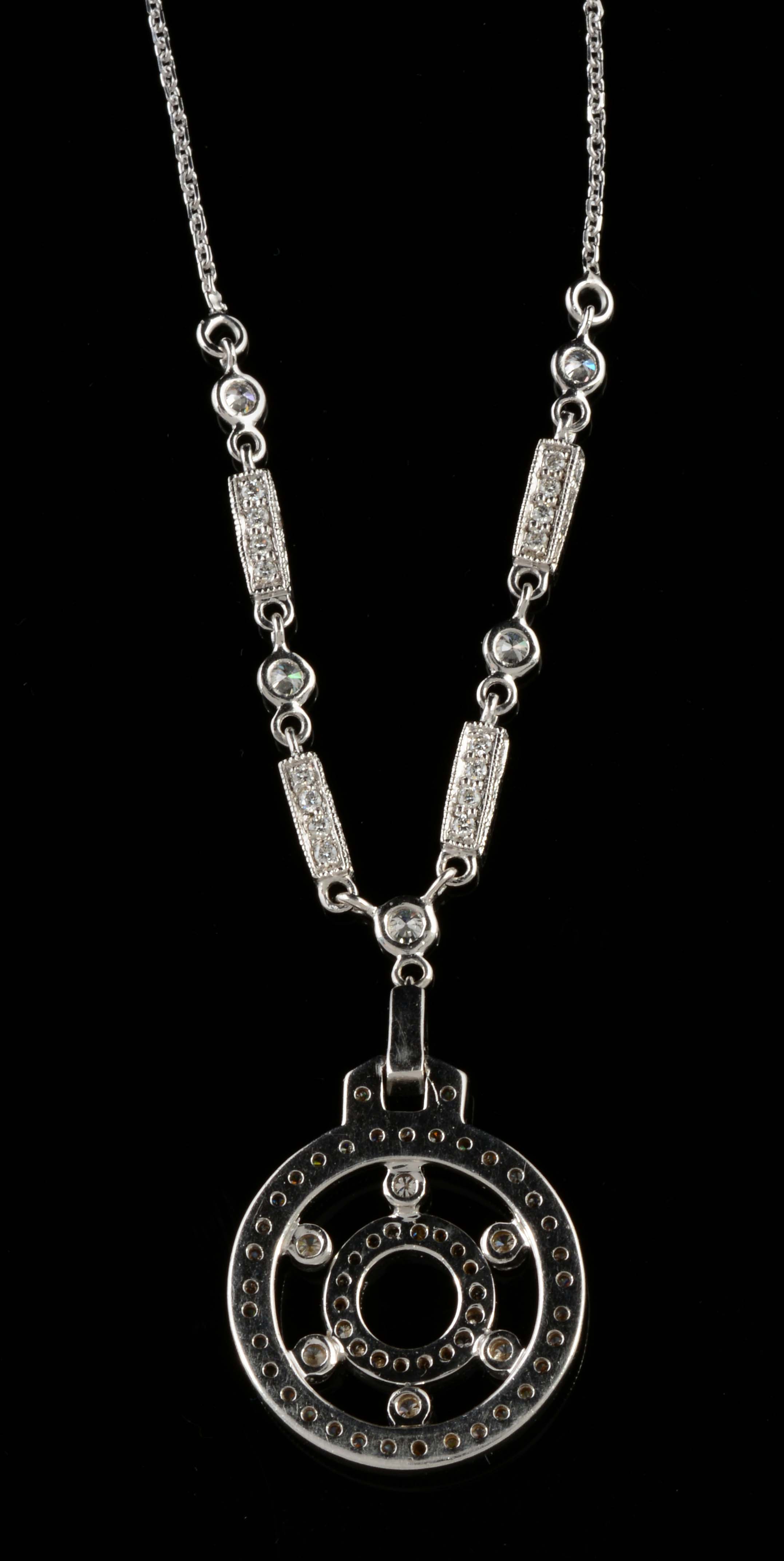 Lot Detail 14K WHITE GOLD CIRCLE PENDANT NECKLACE WITH DIAMONDS.
