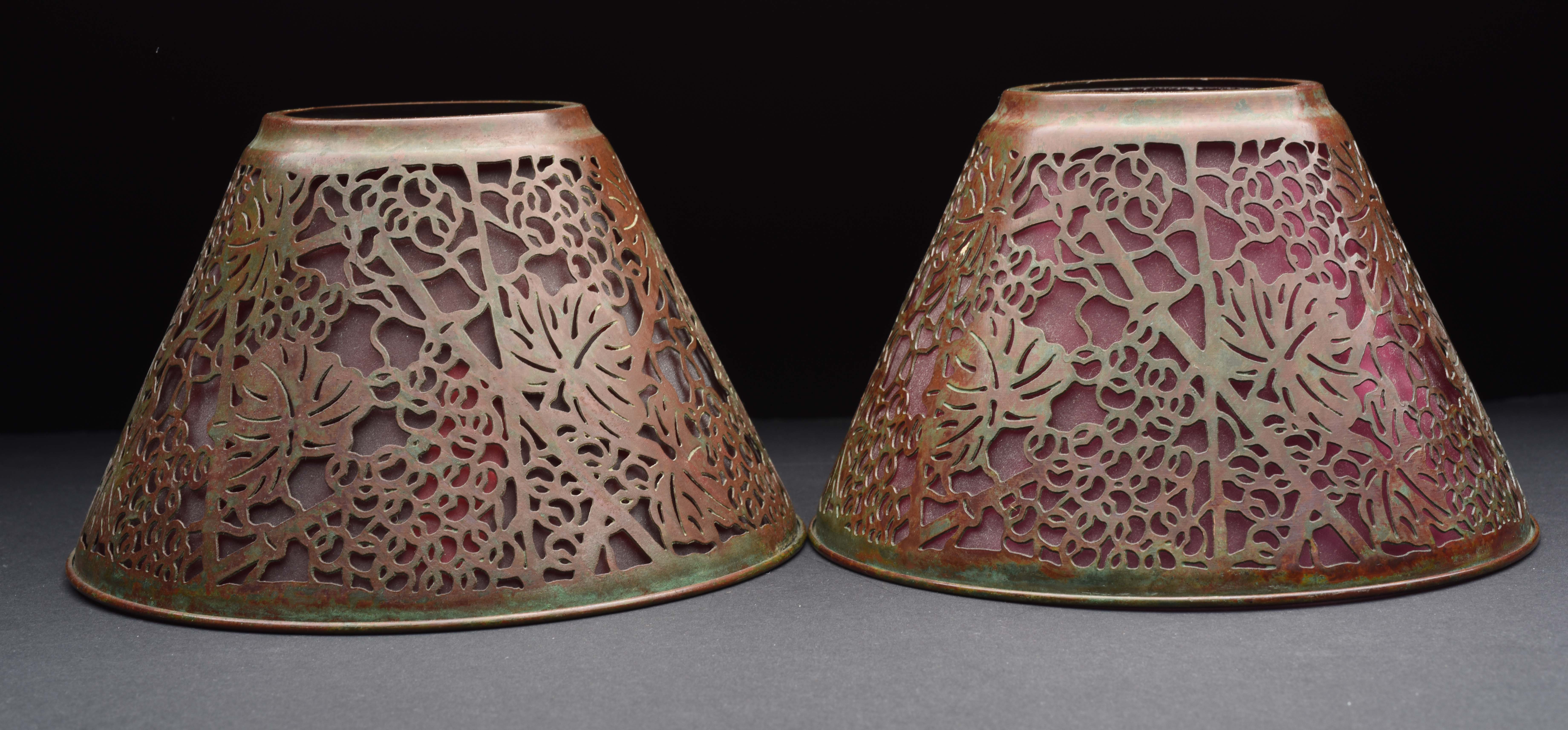 Lot Detail PAIR OF TIFFANY STUDIOS GRAPEVINE CANDLE LAMP SHADES.