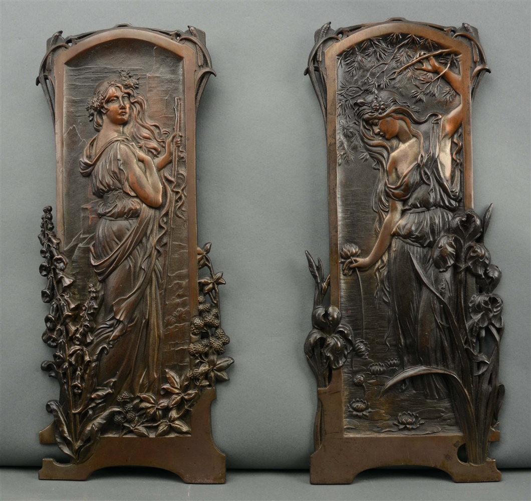 Lot Detail LOT OF 2 PAIR OF ART NOUVEAU CASTIRON COPPER GILT