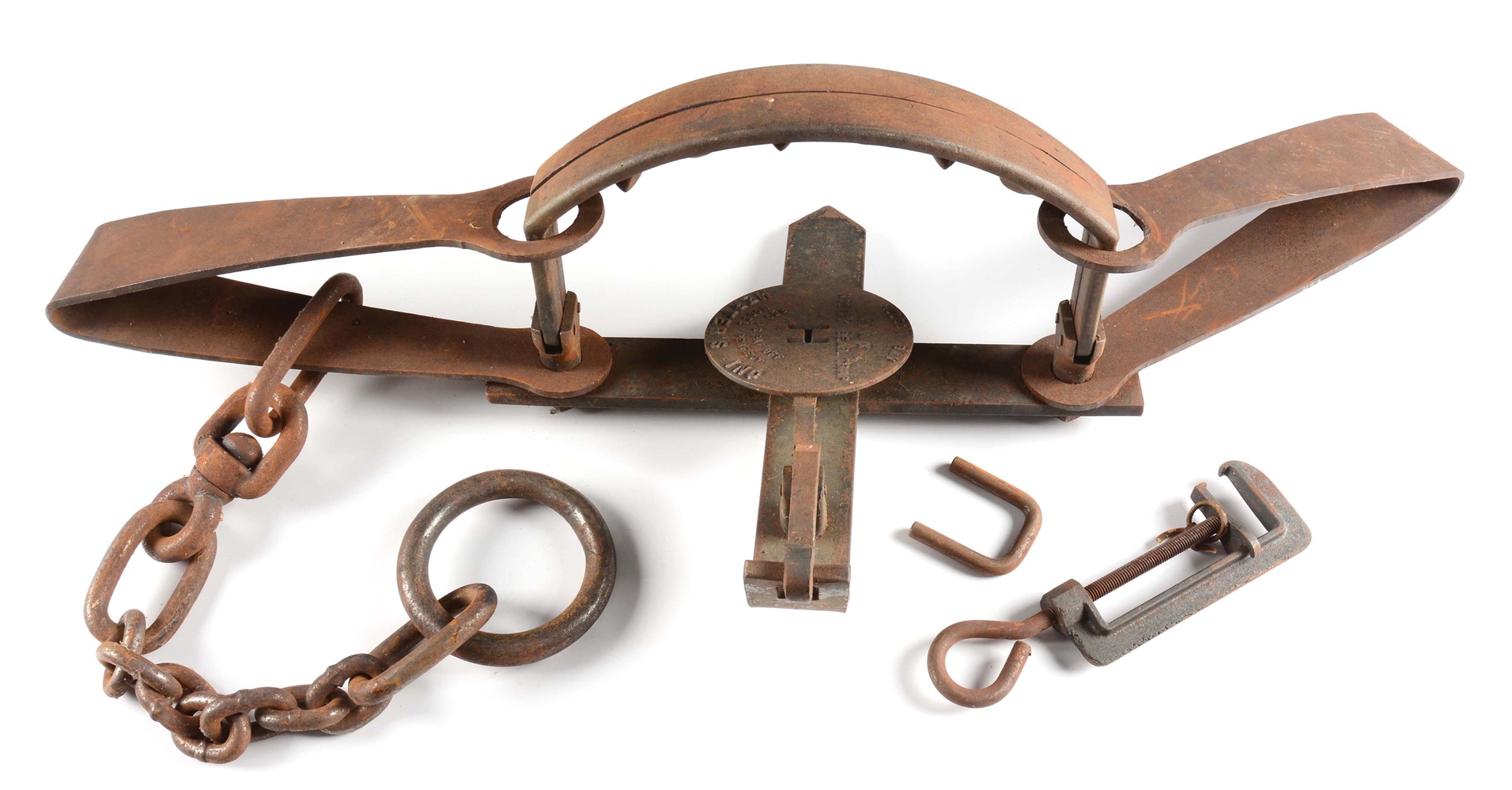 Lot Detail EXTREMELY LARGE & HEAVY ANTIQUE BEAR TRAP.