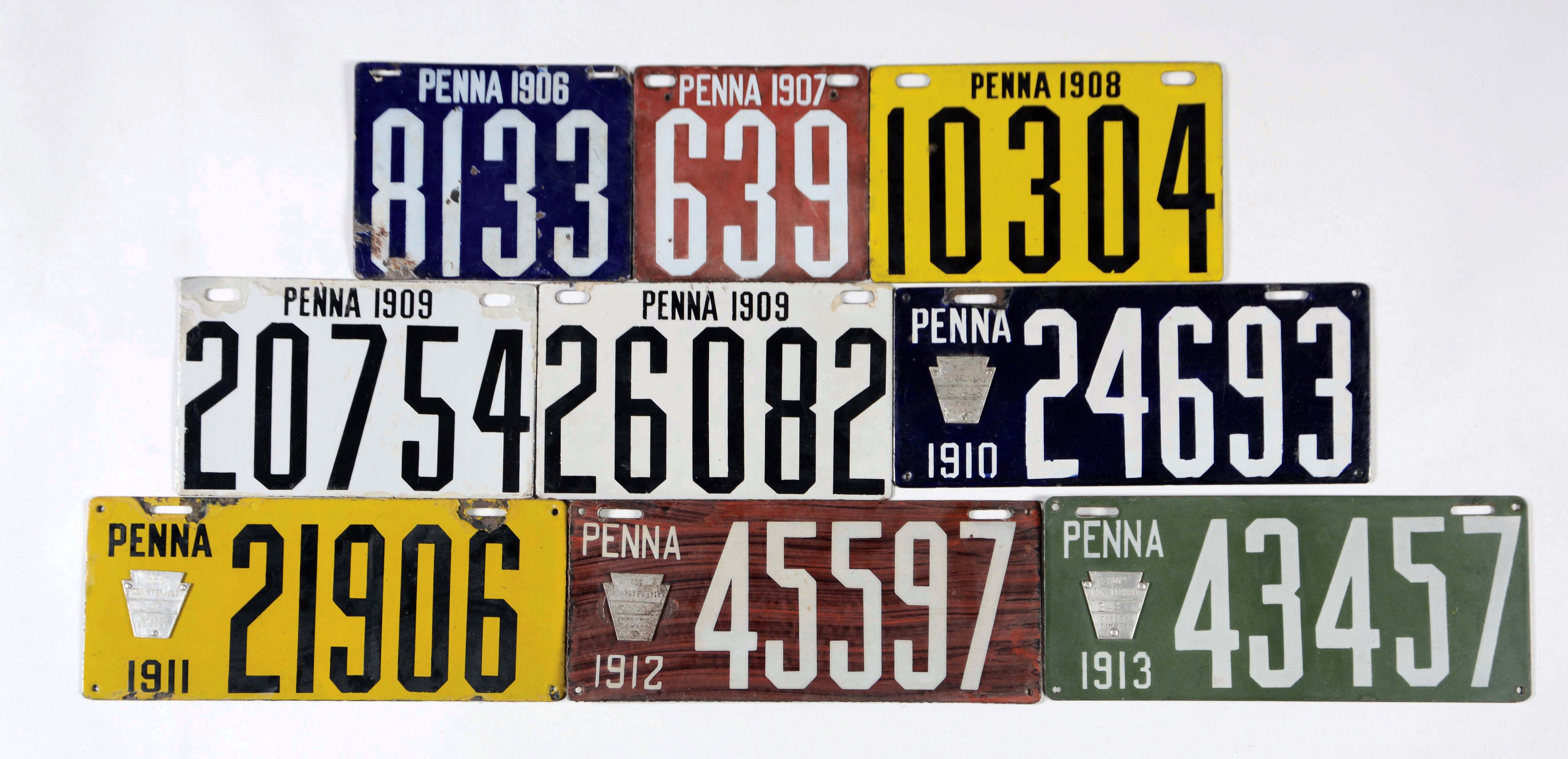Lot Detail LOT OF 13 PENNSYLVANIA PORCELAIN LICENSE PLATES.