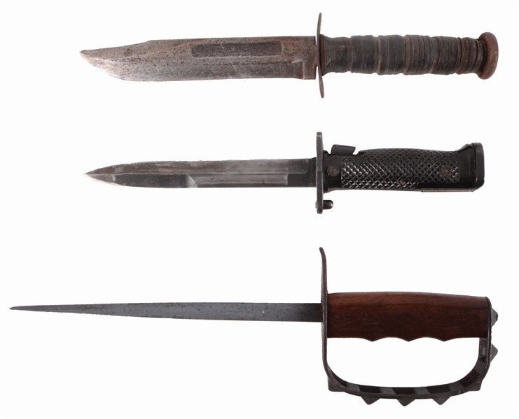 COLLECTORS LOT OF 3 US MILITARY FIGHTING KNIVES AND Barnebys