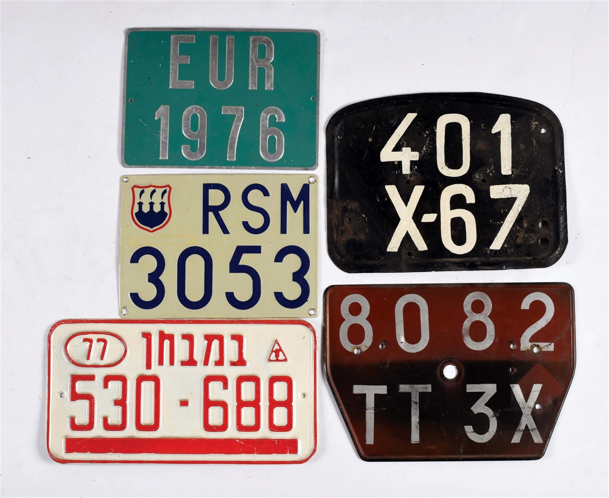 Lot Detail LOT OF 13 MISCELLANEOUS EUROPE LICENSE PLATES.