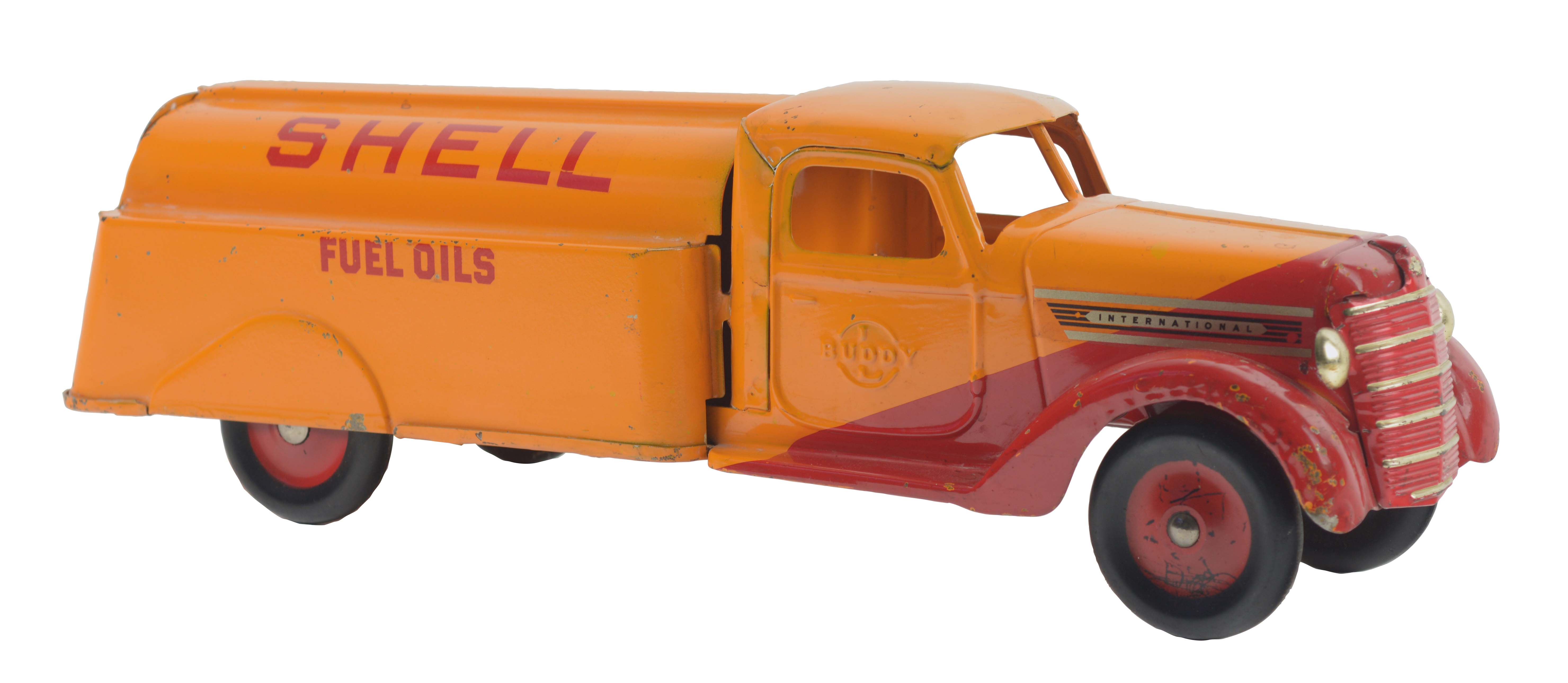 Lot Detail PRESSED STEEL BUDDY L. INTERNATIONAL SHELL FUEL OILS TANK