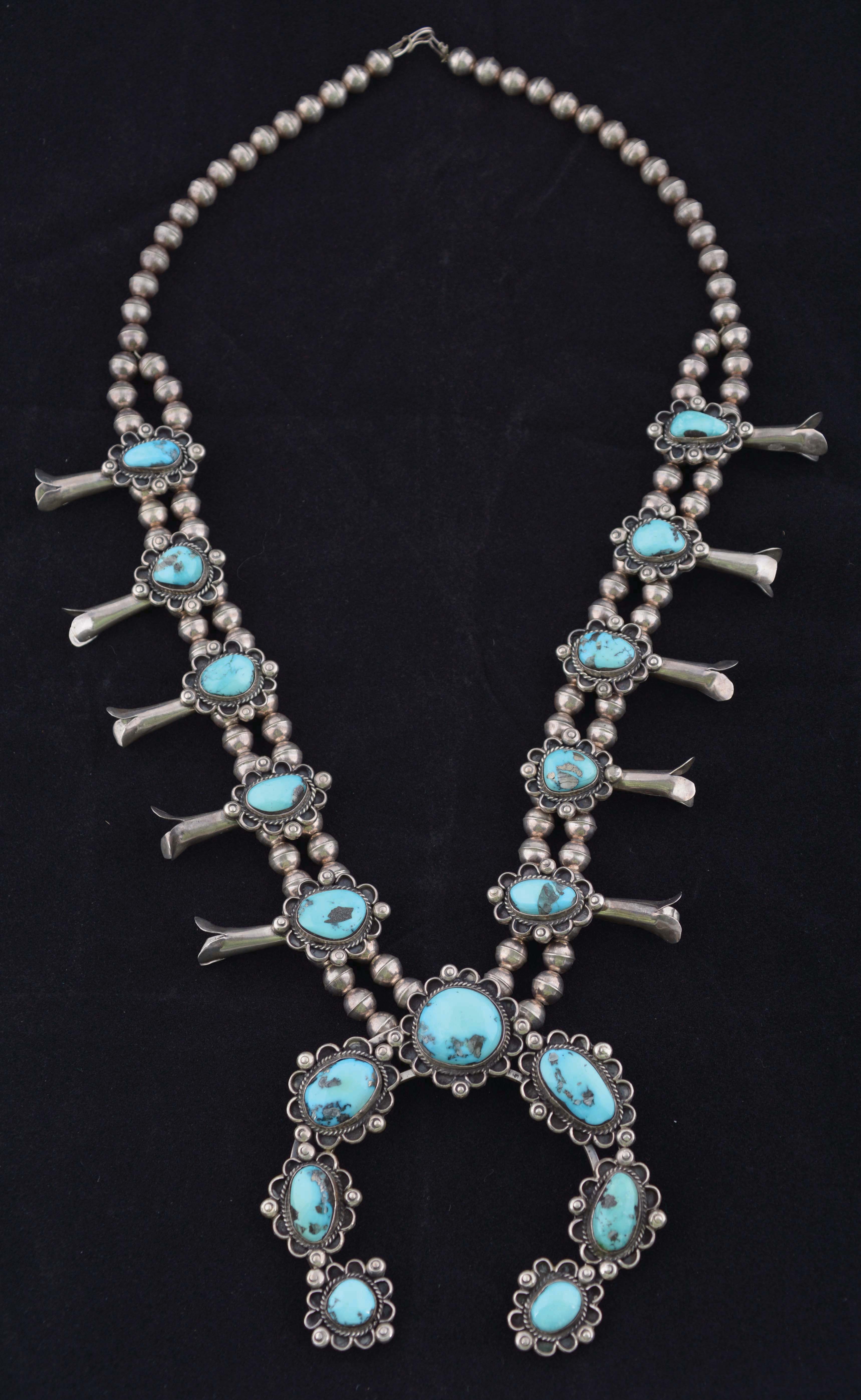 Lot Detail TURQUOISE SQUASH BLOSSOM NECKLACE.
