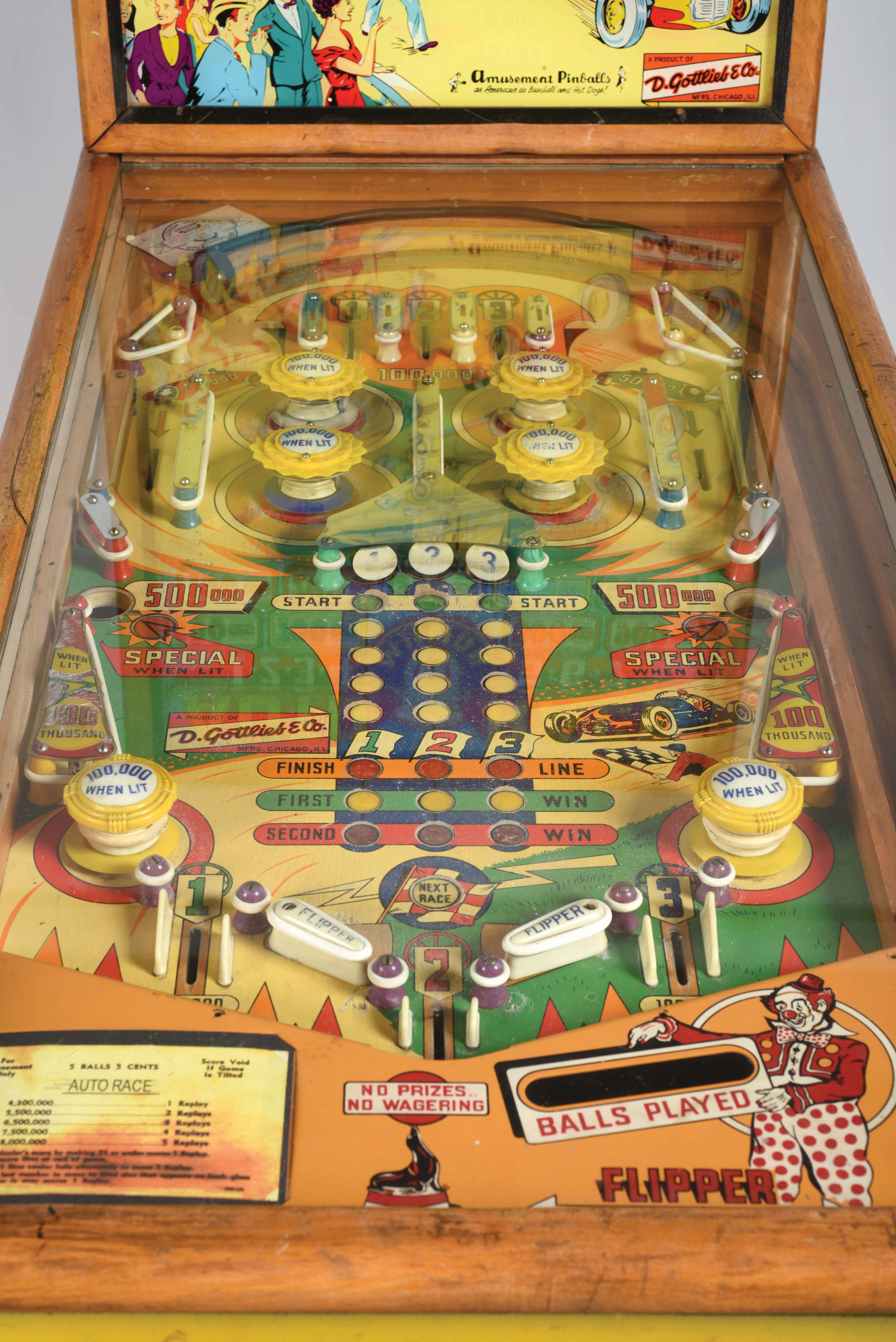 Lot Detail 5¢ GOTTLIEB'S AUTO RACE PINBALL MACHINE.