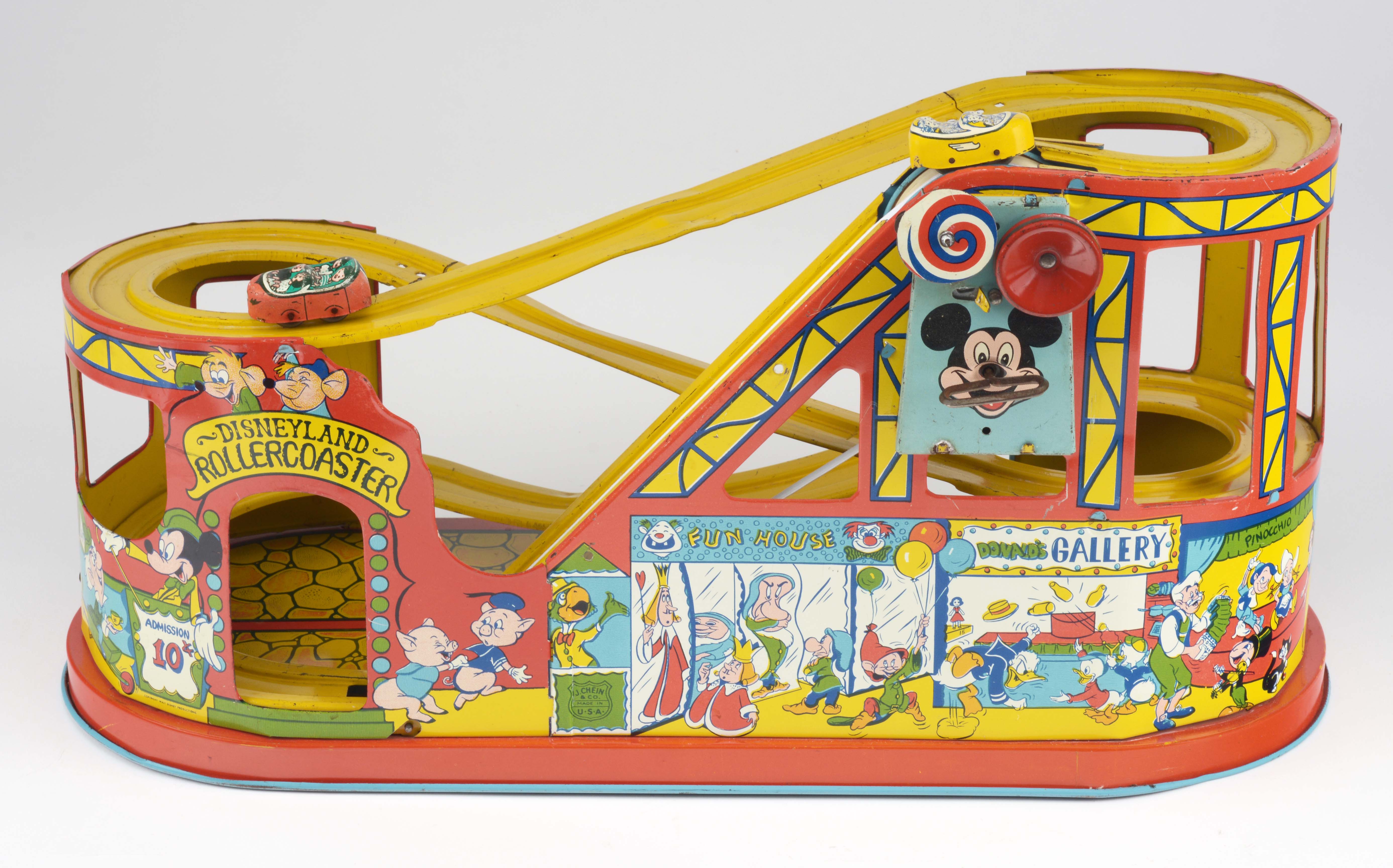 Lot Detail CHEIN TIN LITHO WIND UP WALT DISNEY ROLLER COASTER TOY IN BOX.