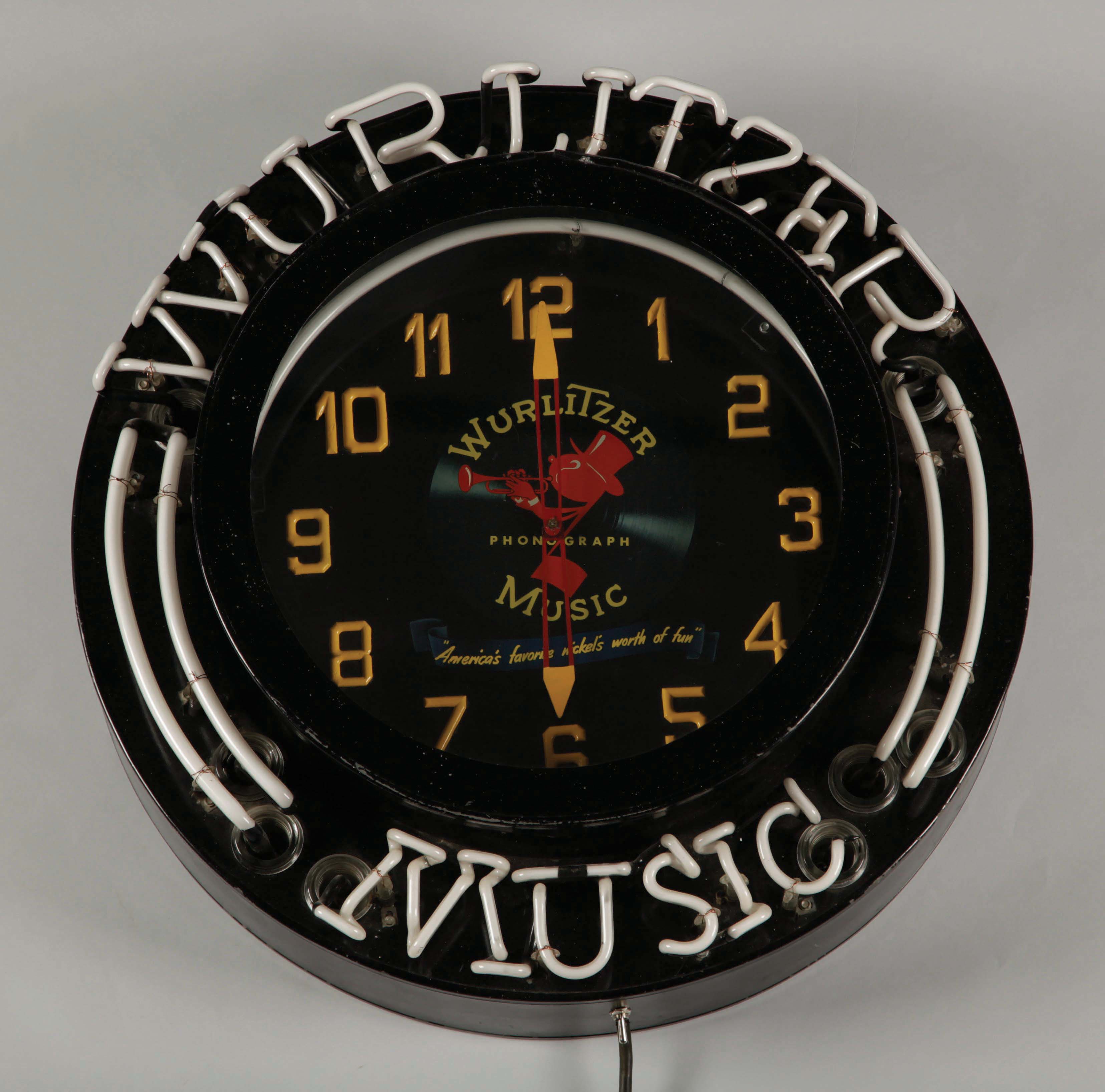 Lot Detail WURLITZER MUSIC NEON CLOCK.