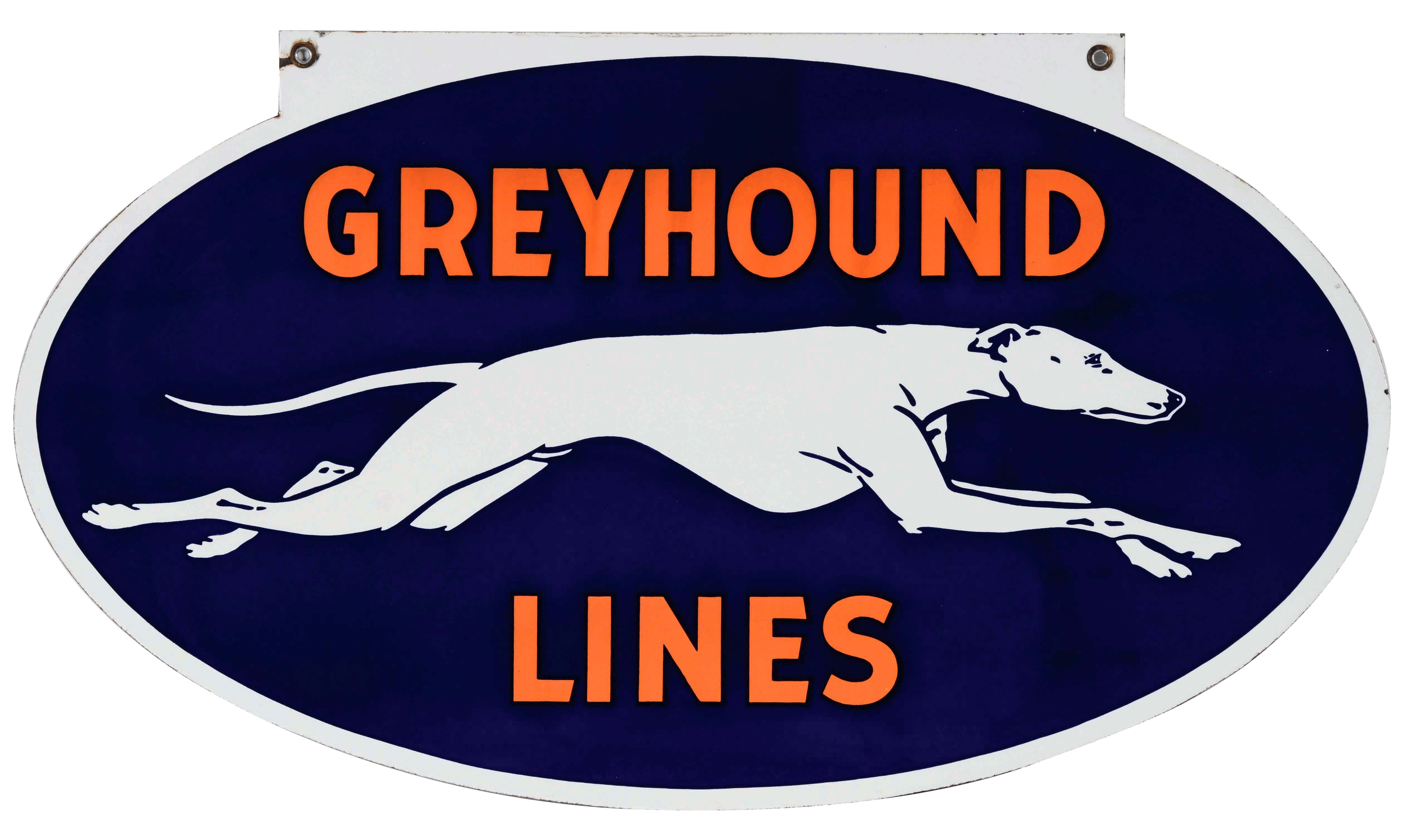 Lot Detail GREYHOUND BUS LINES PORCELAIN SIGN WITH DOG