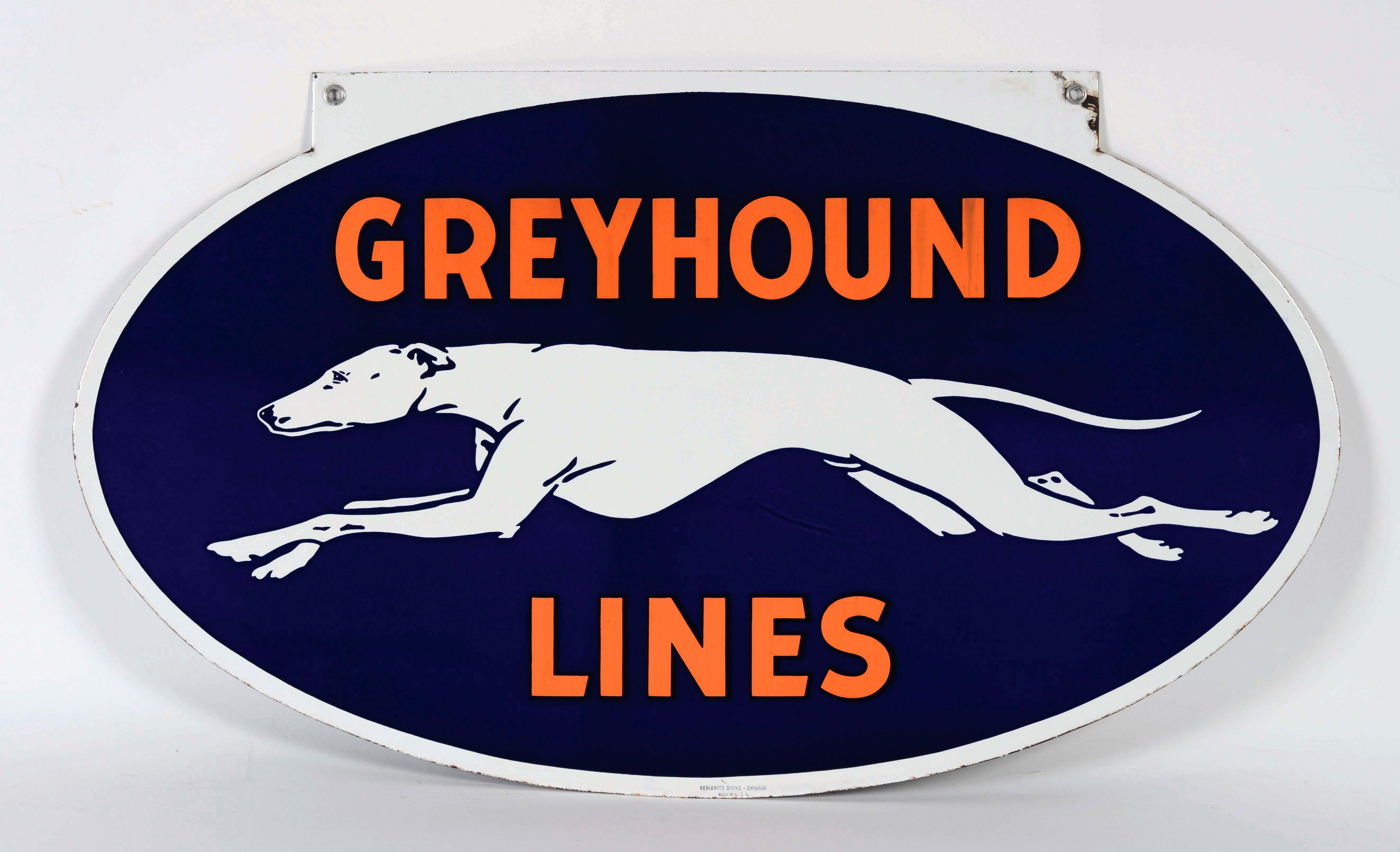 Lot Detail GREYHOUND BUS LINES PORCELAIN SIGN WITH DOG