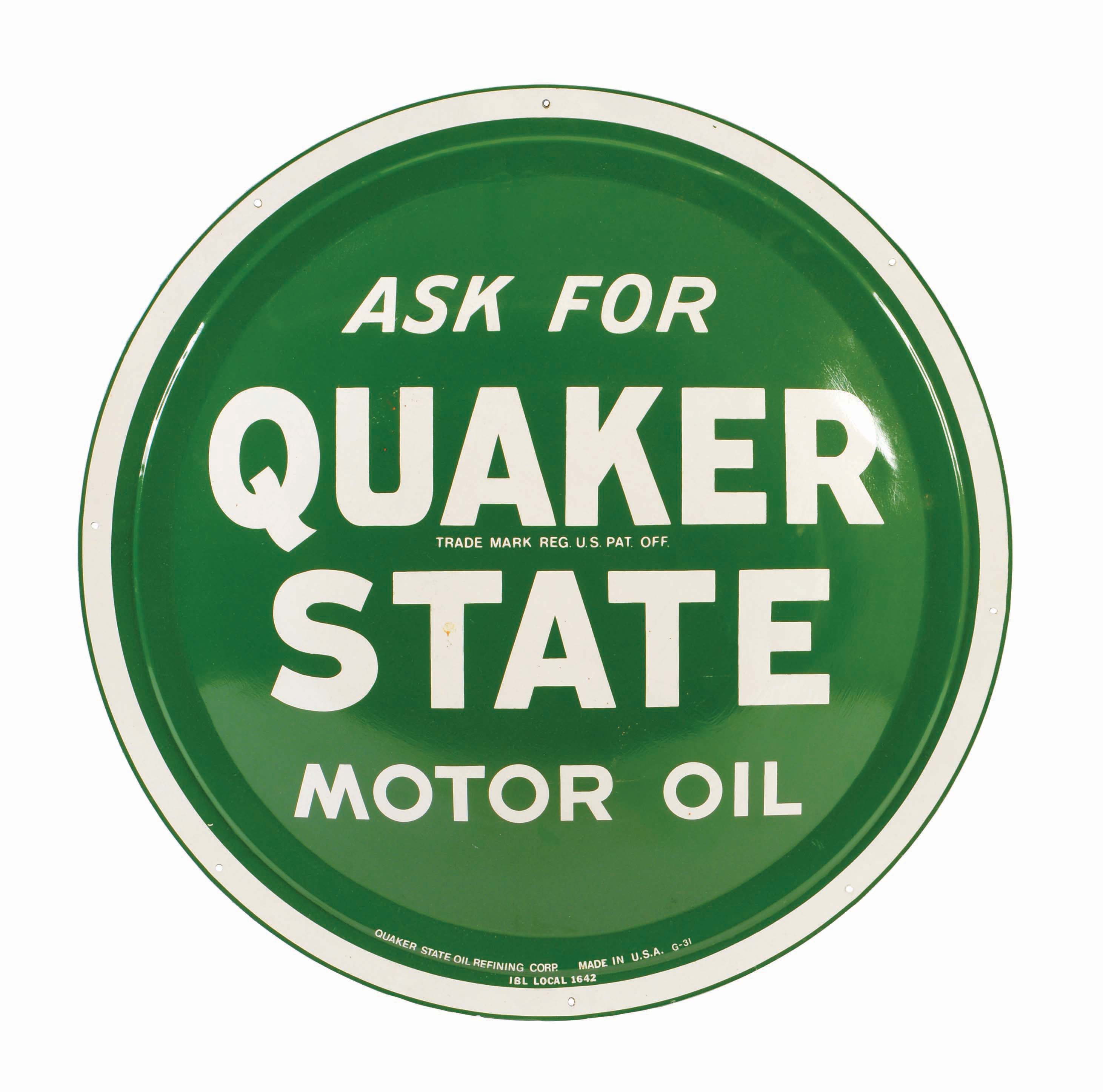 Quaker State Motor Oil Tin Quart Can Rack W/ Cans. auctions & price