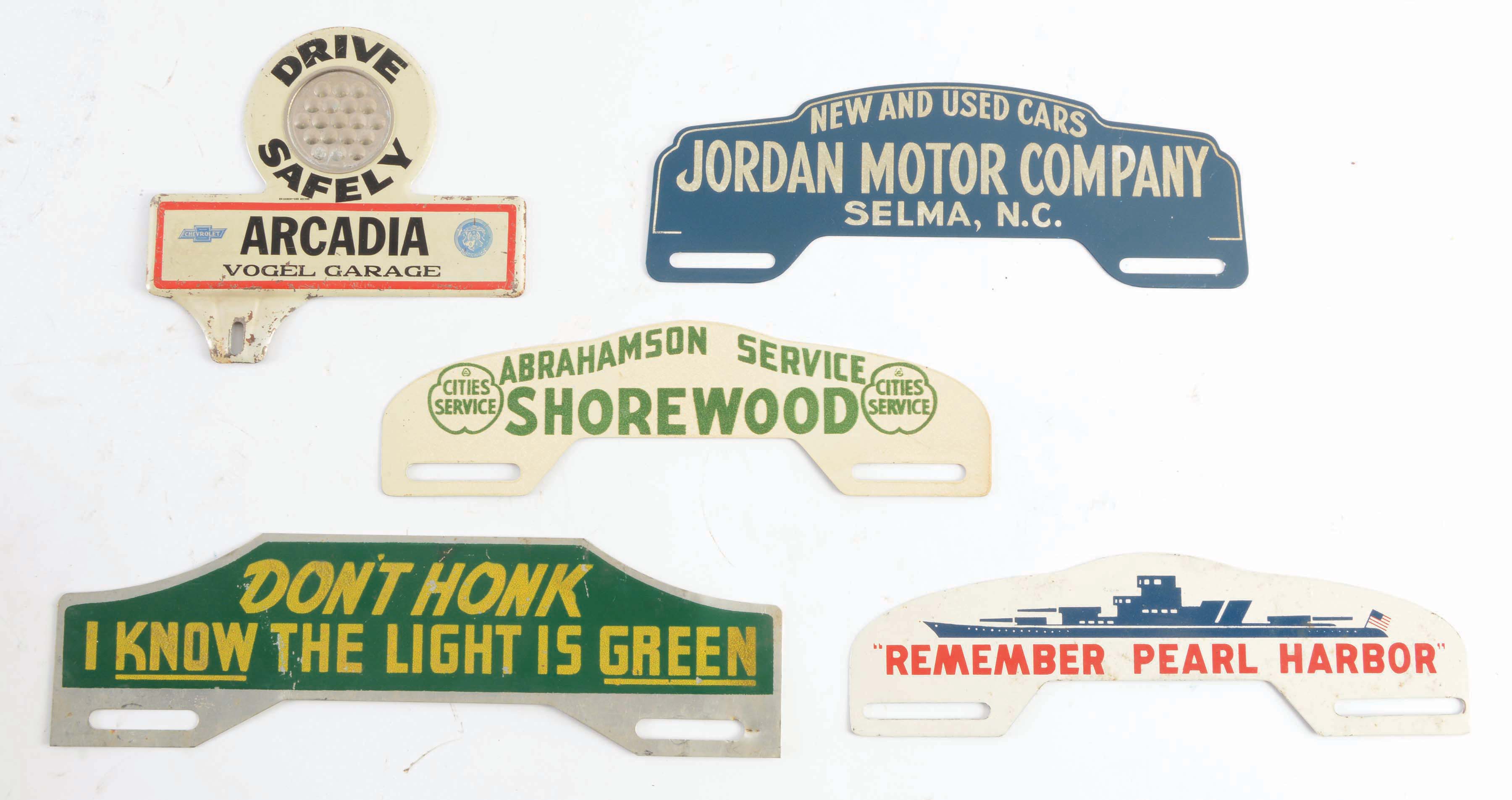 Lot Detail LOT OF 5 TIN LICENSE PLATE TOPPERS.