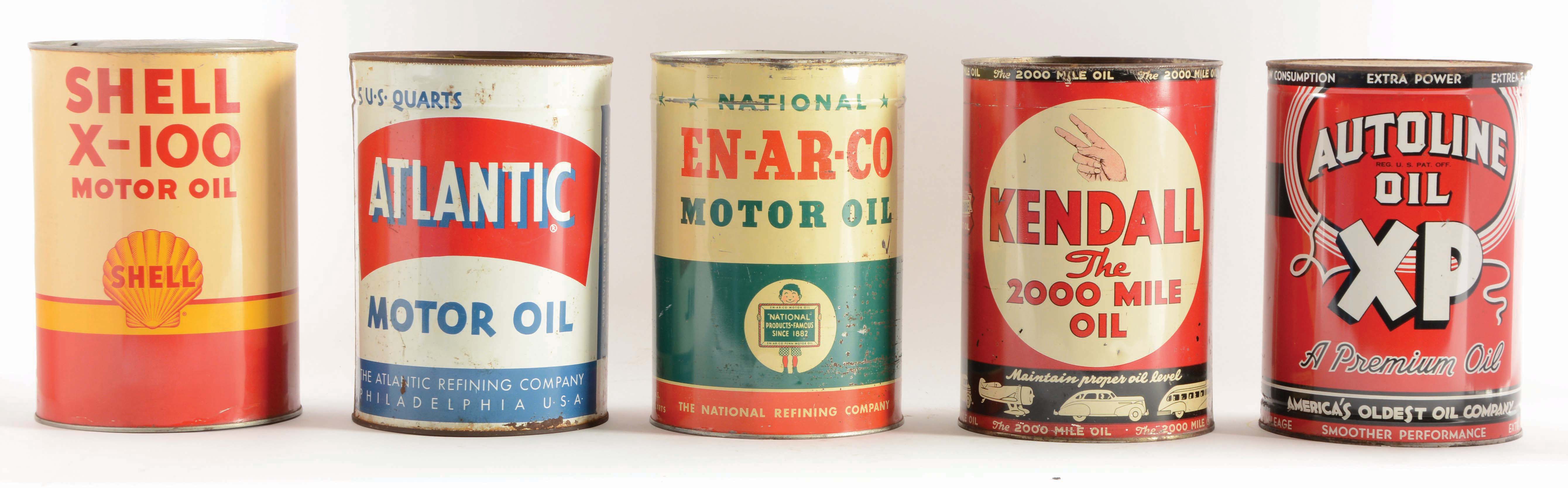 Lot Detail LOT OF FIVE FIVE QUART MOTOR OIL CANS.