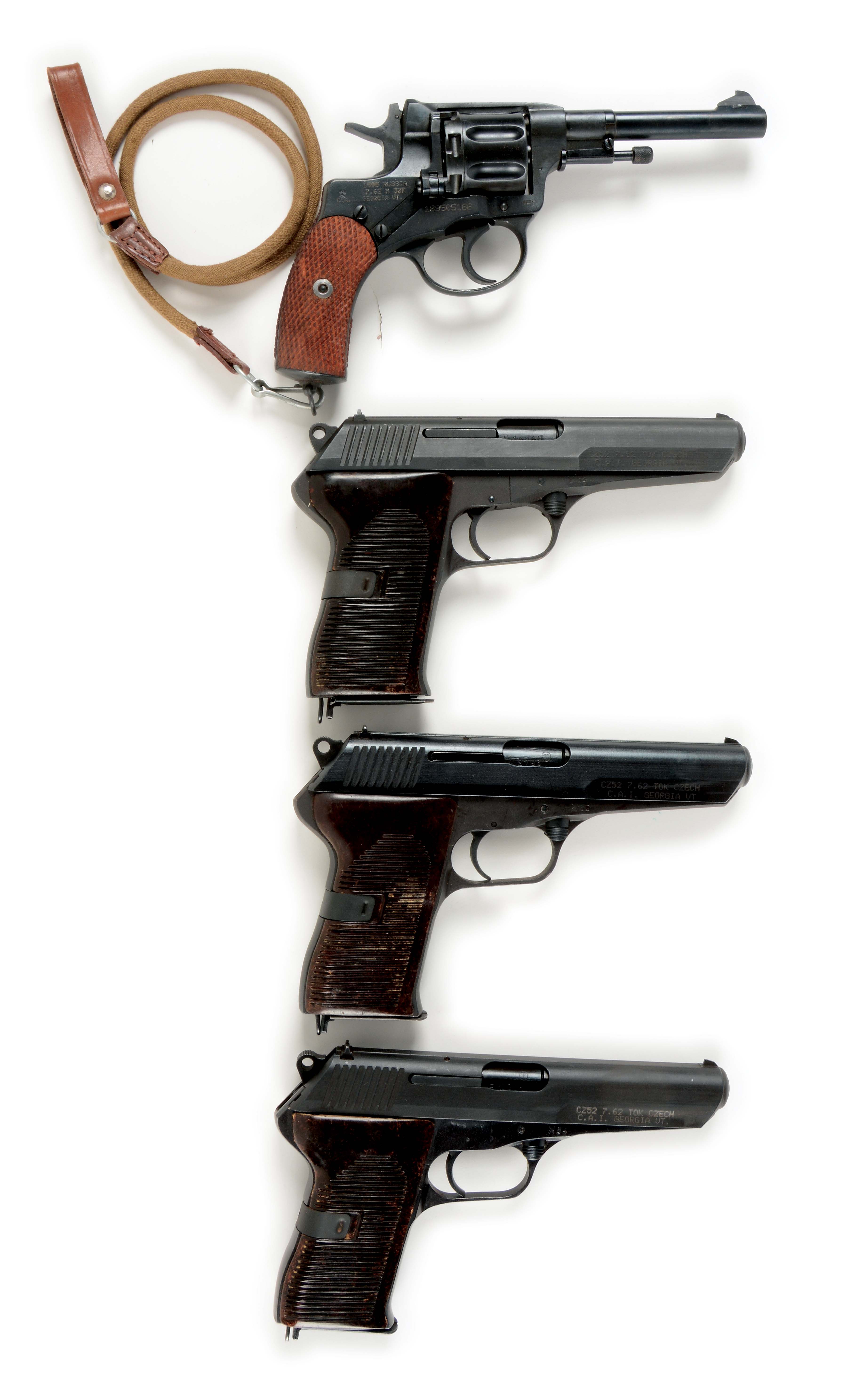 (C) LOT OF 4 RUSSIAN NAGANT REVOLVER & CZ52 SEMIAUTOMATIC PISTOLS