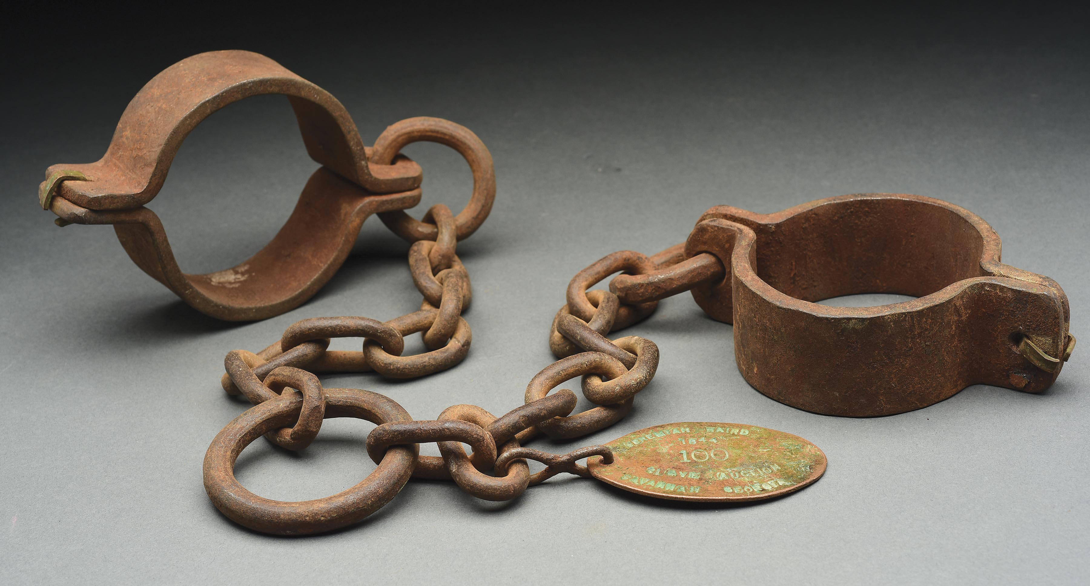 Lot Detail MARKED SLAVE SHACKLES DATED 1844.