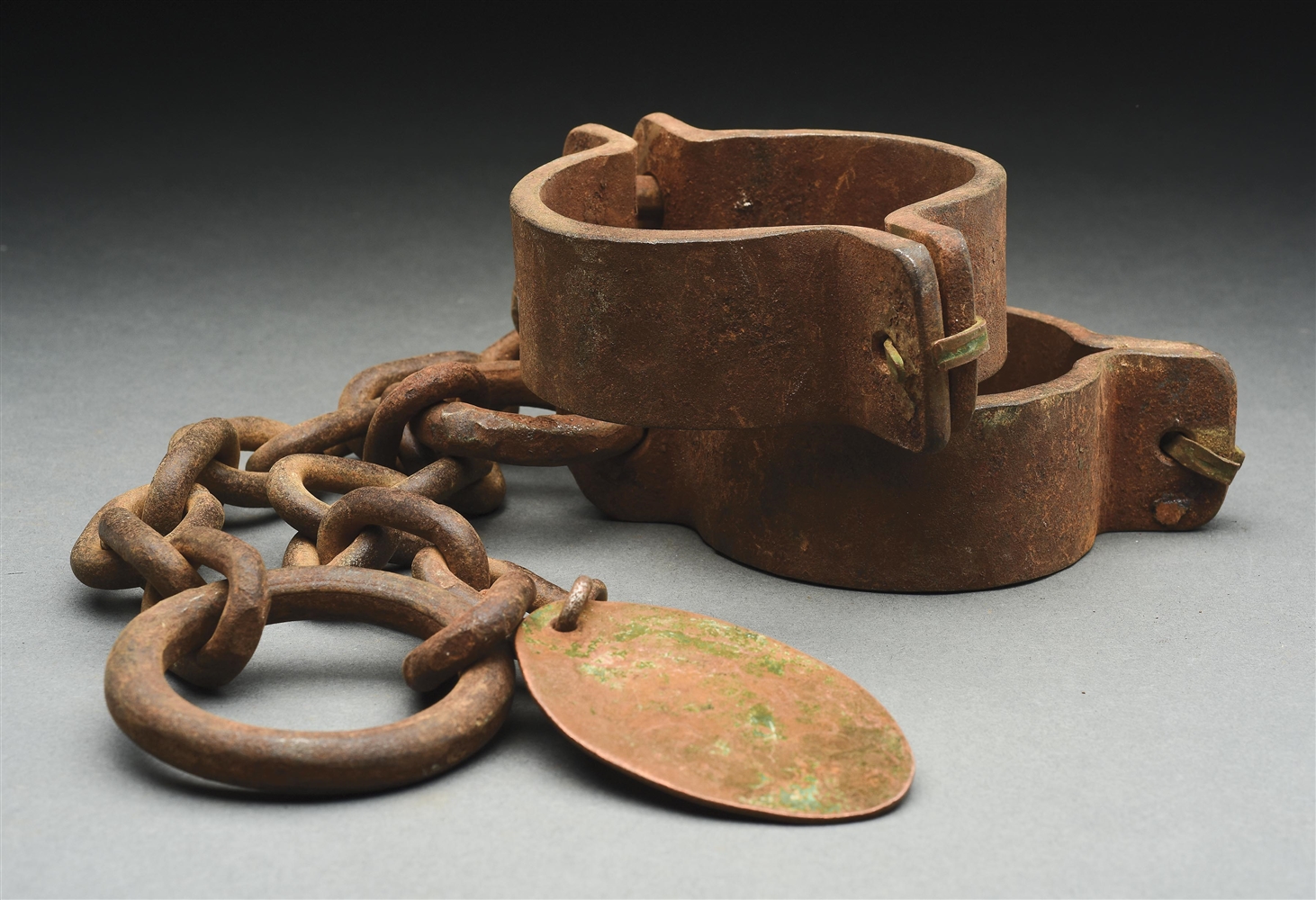 Lot Detail MARKED SLAVE SHACKLES DATED 1844.