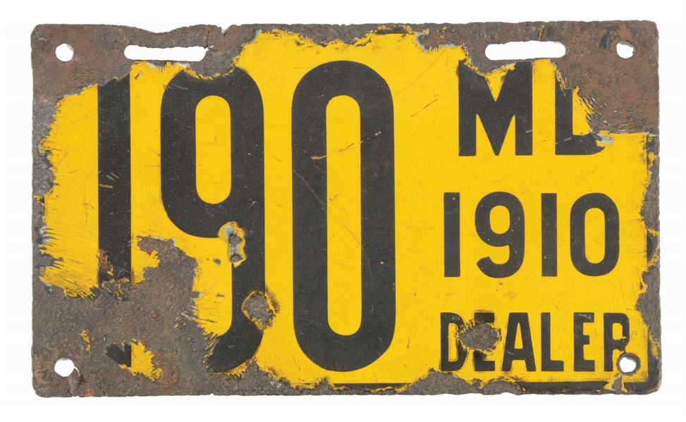 Lot Detail RARE 1910 MARYLAND PORCELAIN DEALER LICENSE PLATE.