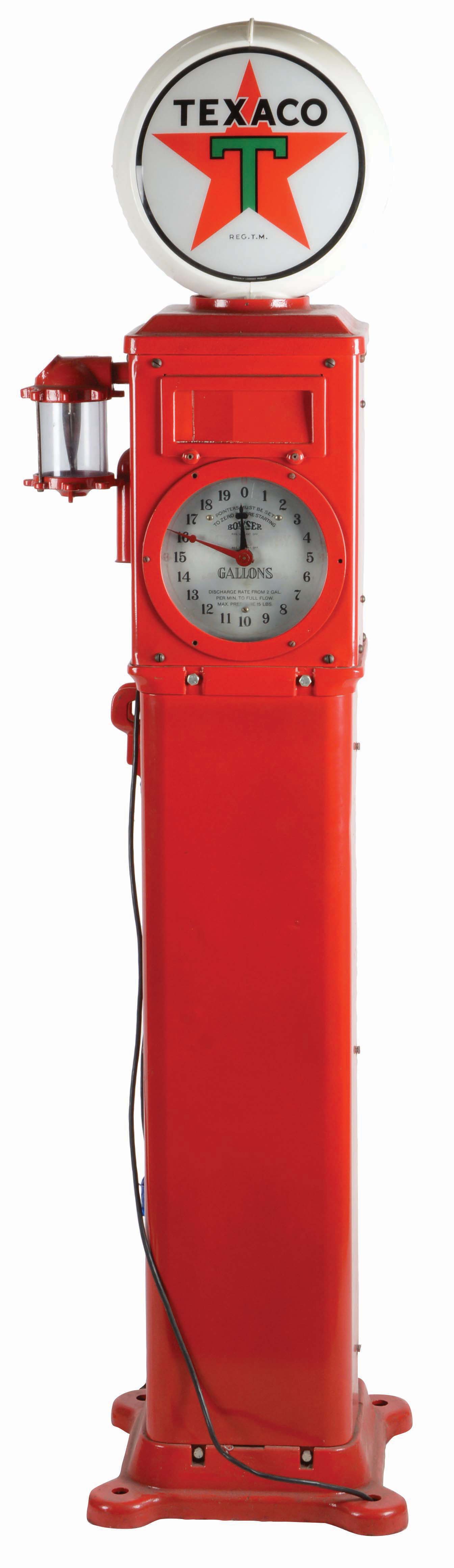 Bowser Xacto Sentry Clock Face Gas Pump Restored In Texaco Red