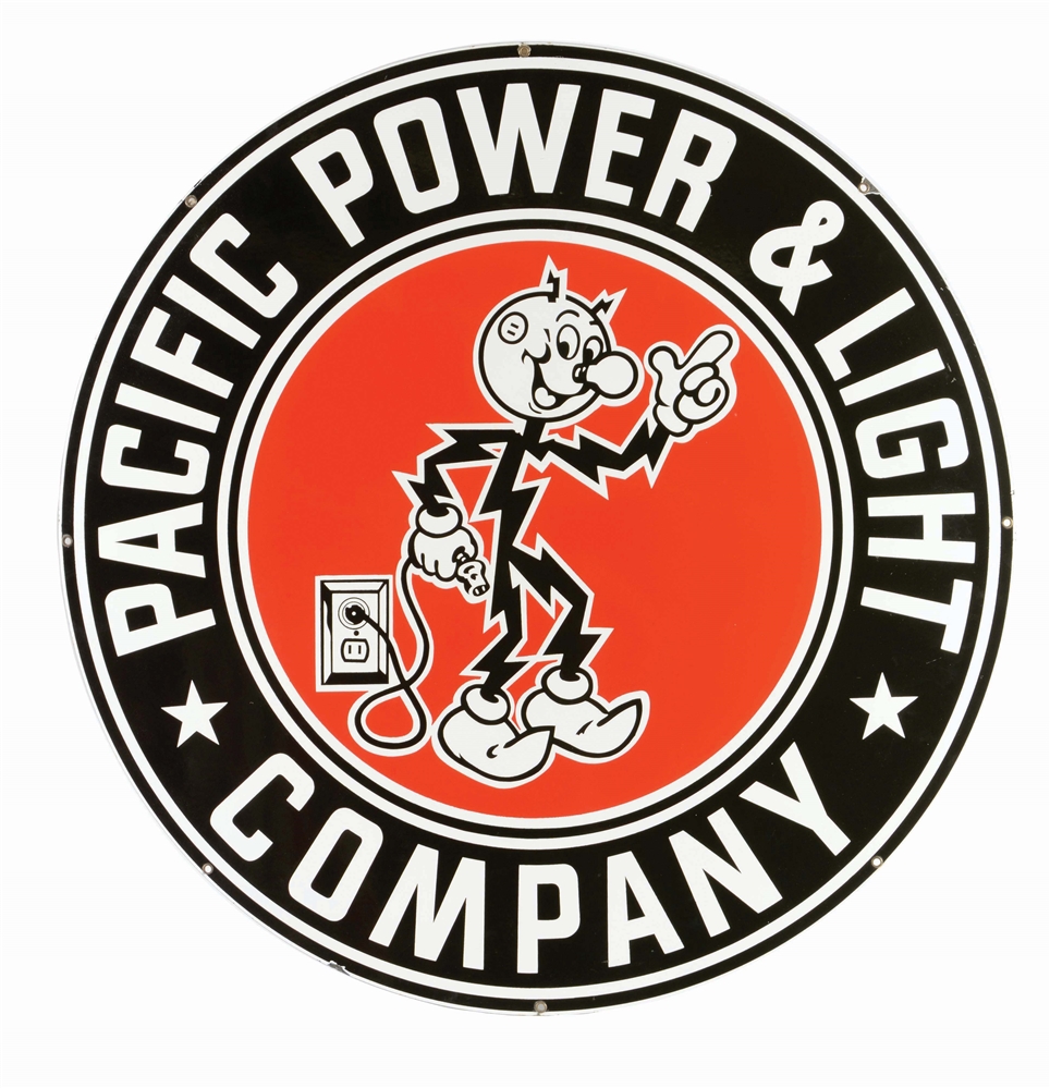 Lot Detail PACIFIC POWER & LIGHT COMPANY PORCELAIN SIGN W/ READY