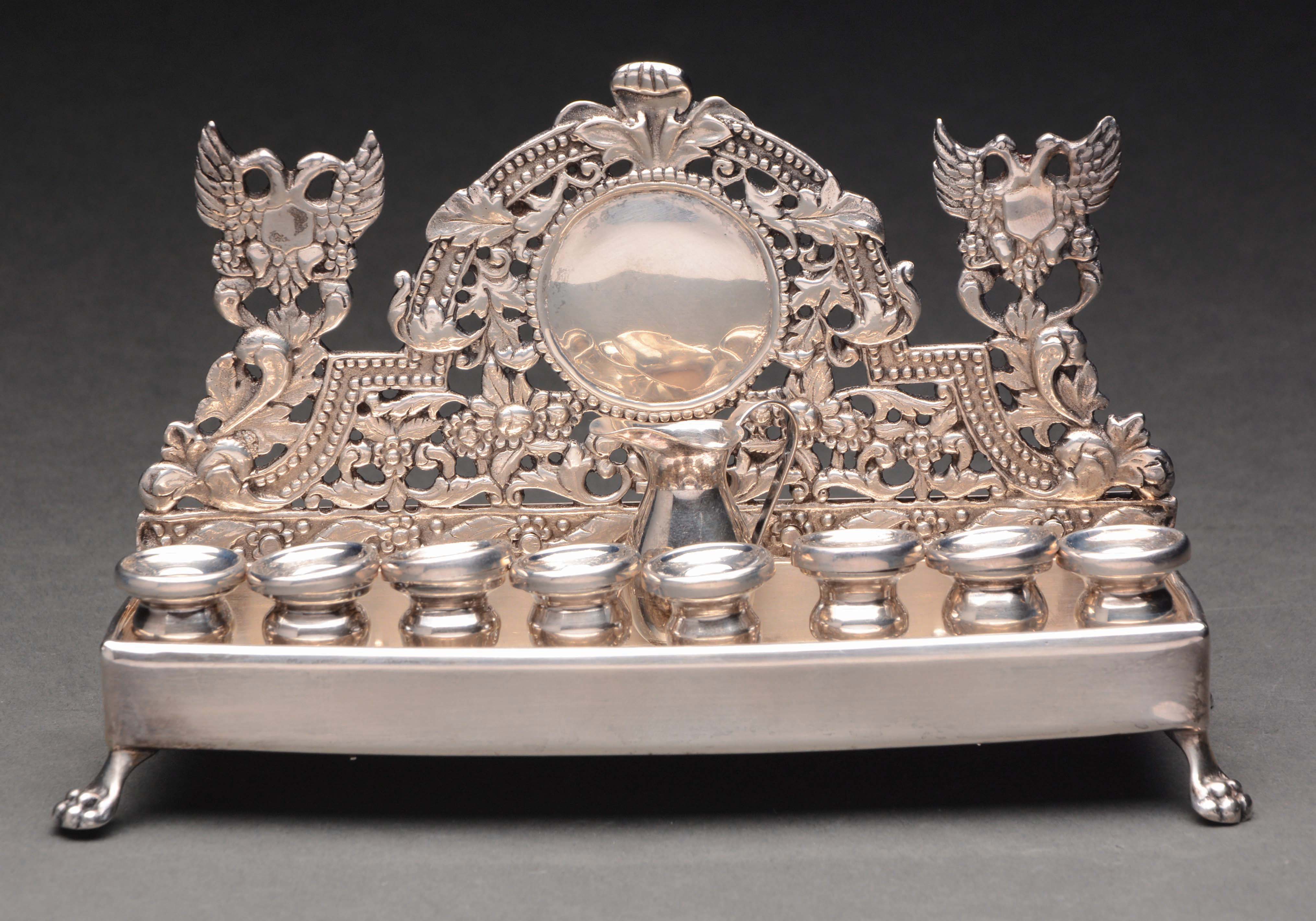 Lot Detail STERLING SILVER HANUKKAH MENORAH.