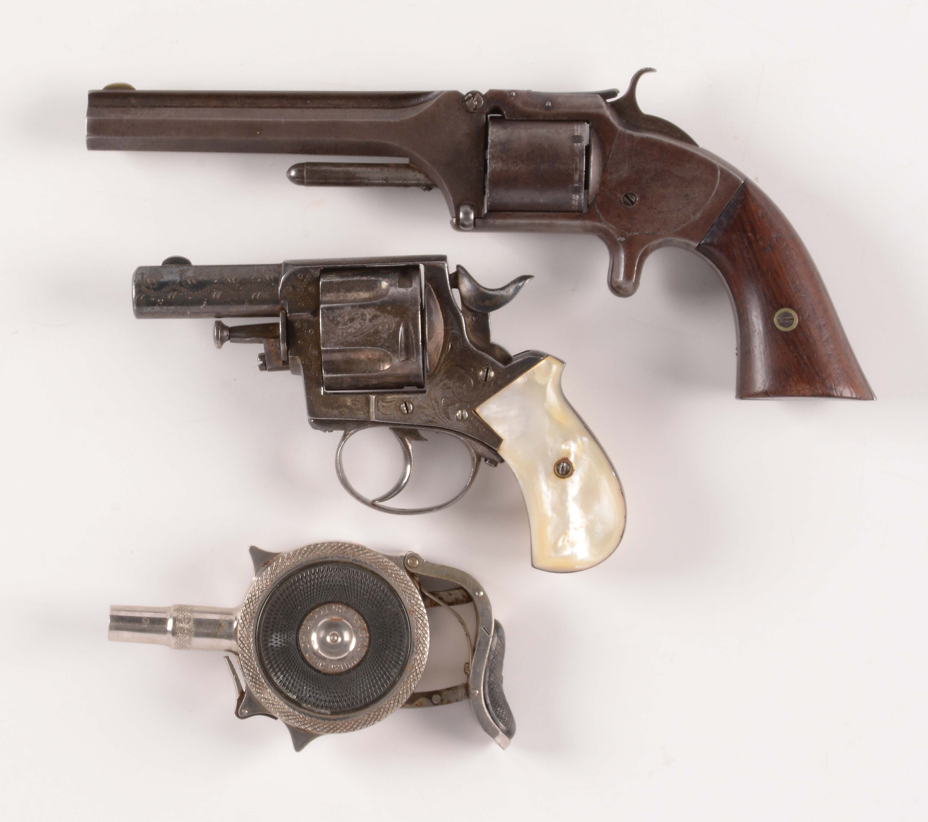 Lot Detail (A) LOT OF 3 FINE COLLECTIBLE ANTIQUE HANDGUNS.