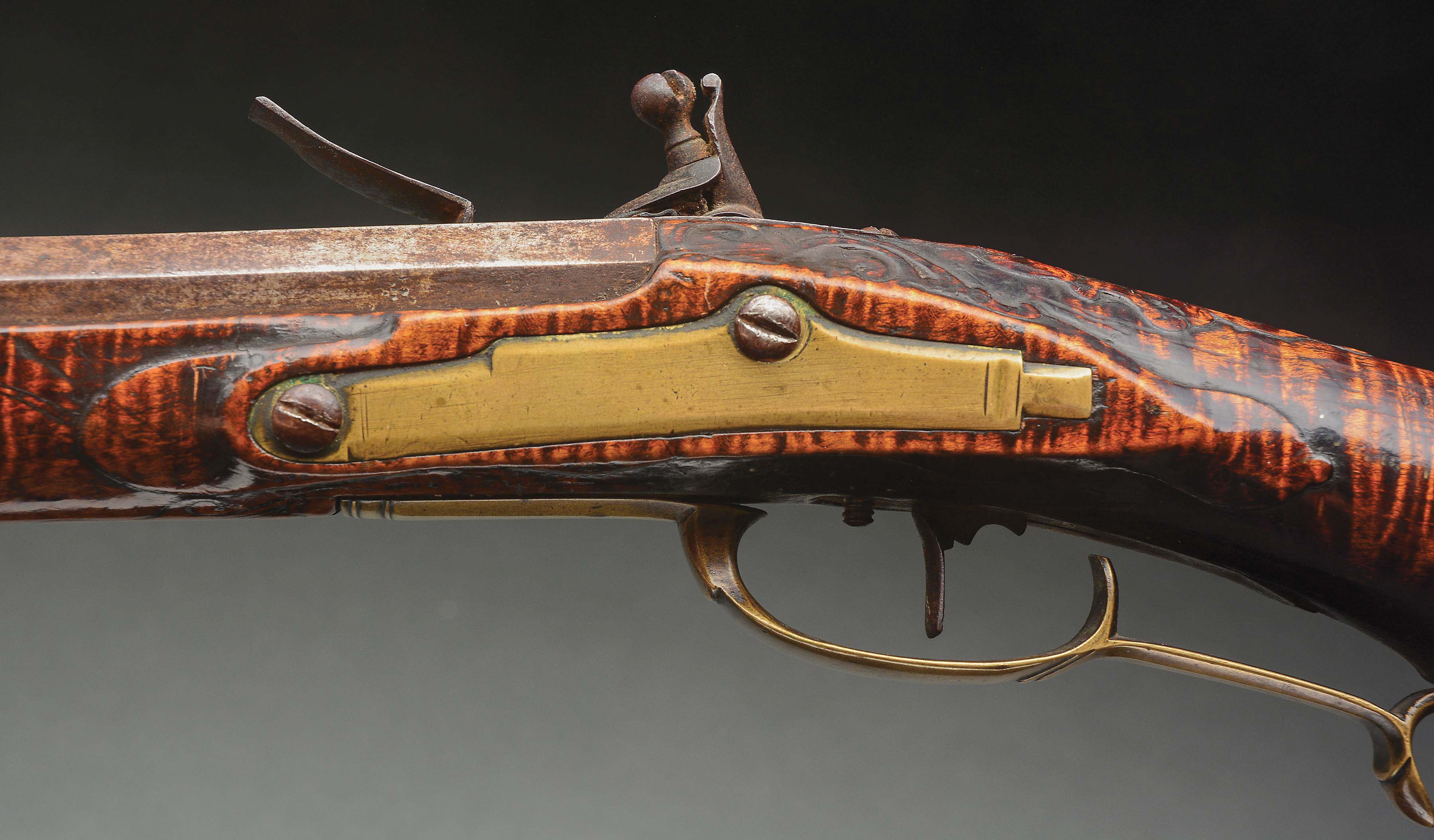 (A) IMPORTANT AND HISTORIC "LION AND LAMB' MORAVIAN FLINTLOCK RIFLE