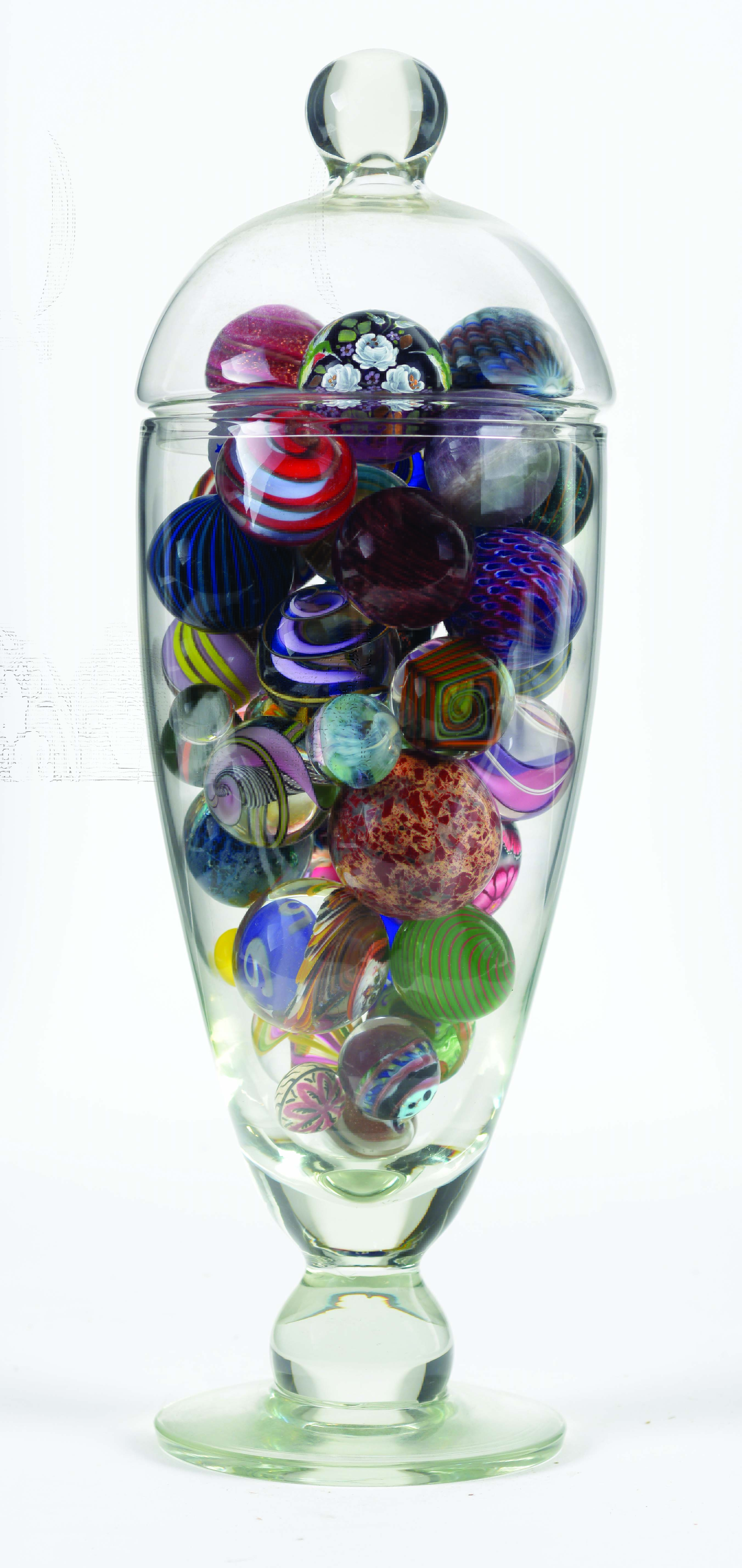 Lot Detail VASE OF ASSORTED MARBLES.