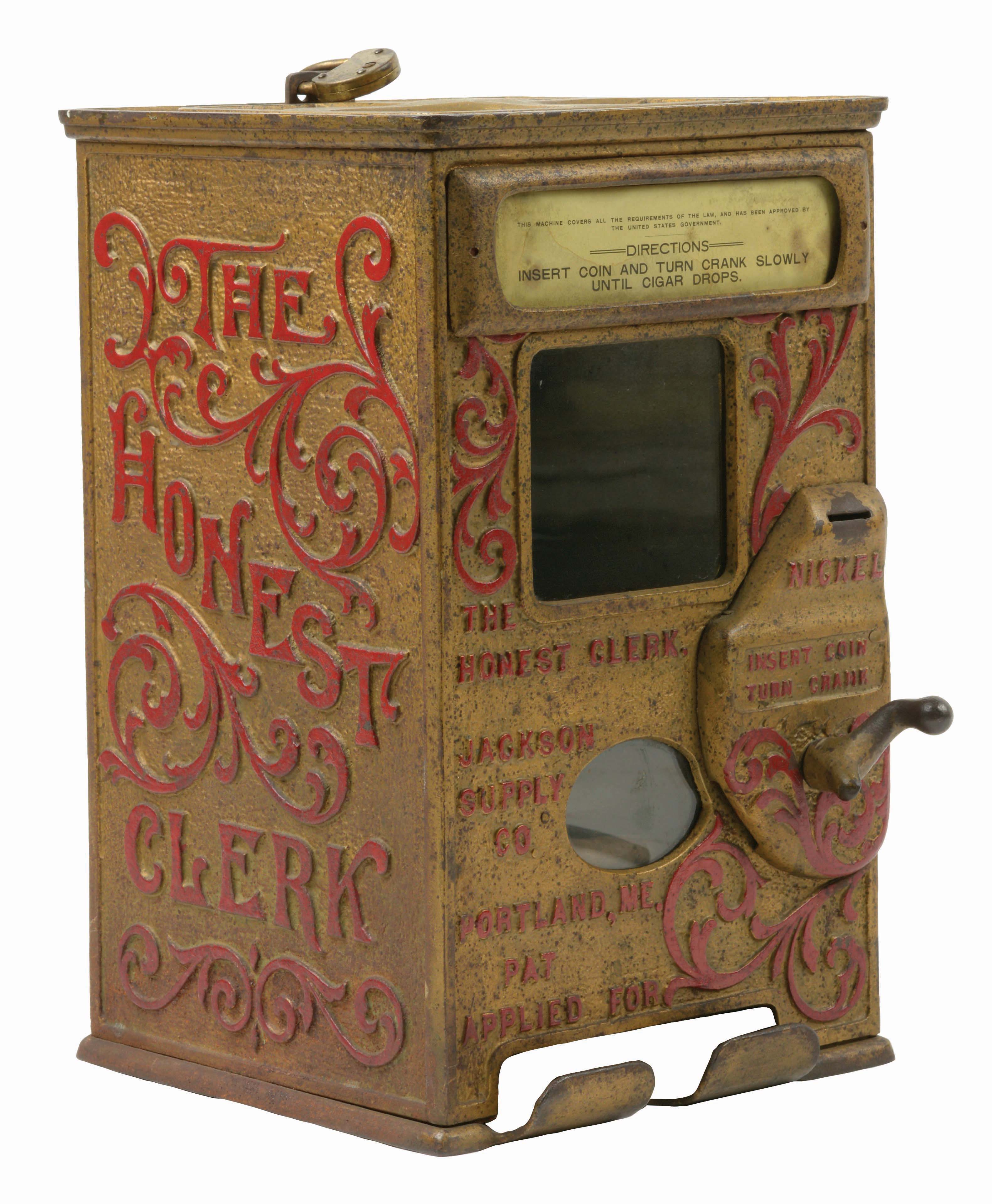 Lot Detail 5¢ JACKSON SUPPLY COMPANY "THE HONEST CLERK" CIGAR VENDER.