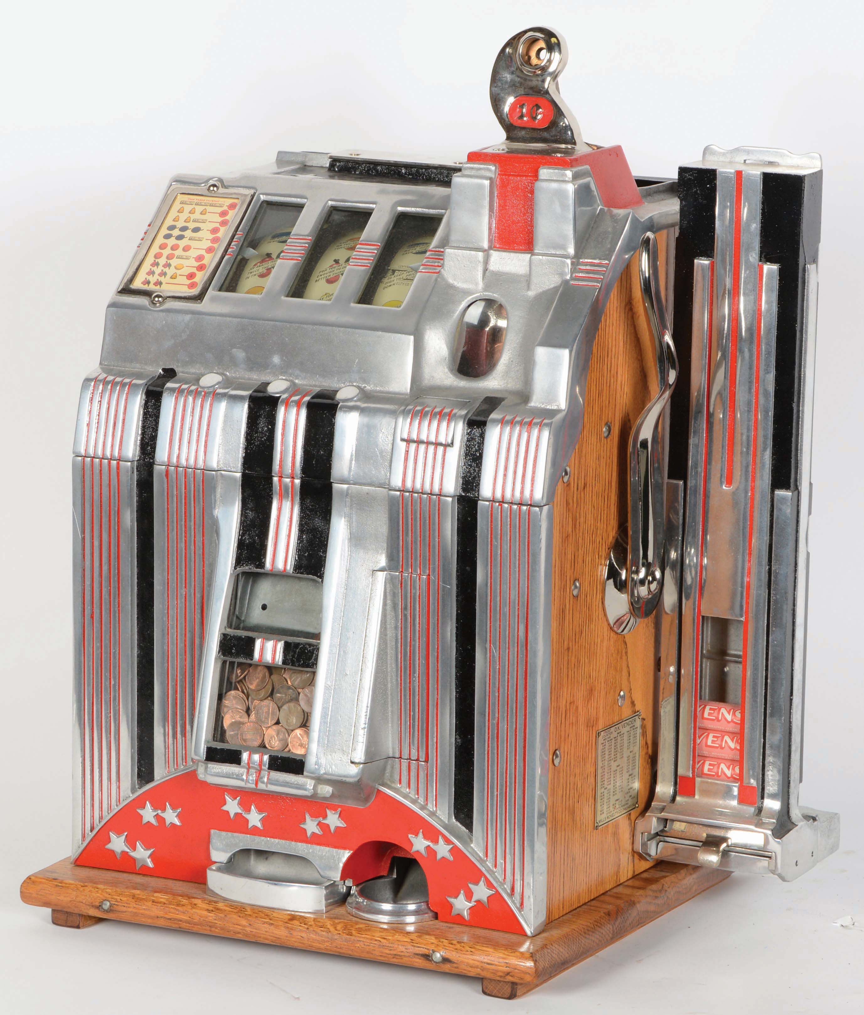 Lot Detail MILLS NOVELTY 1¢ SKYSCRAPER SLOT MACHINE WITH SIDE VENDOR.