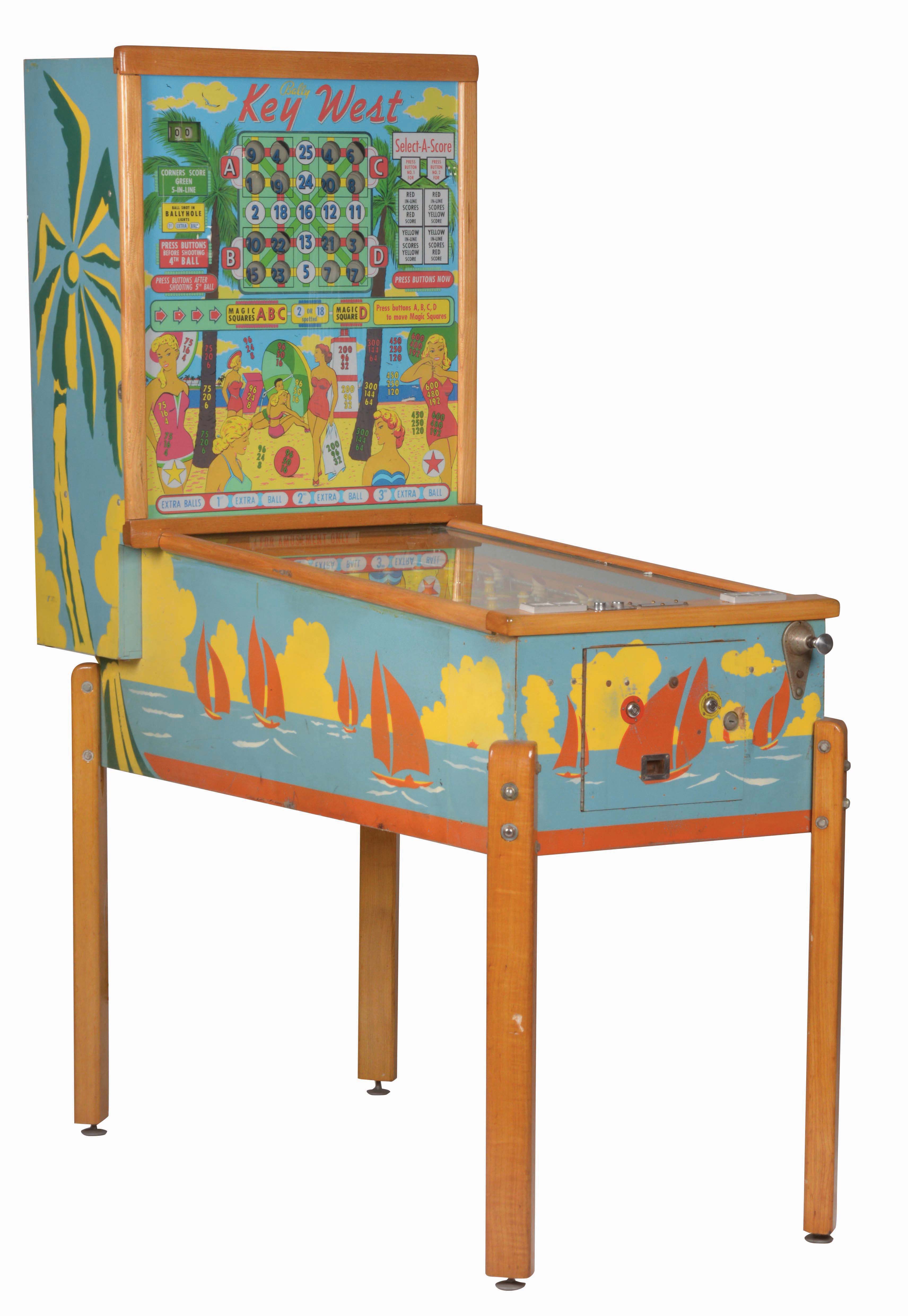 Lot Detail BALLY KEY WEST WOOD RAIL PINBALL MACHINE.