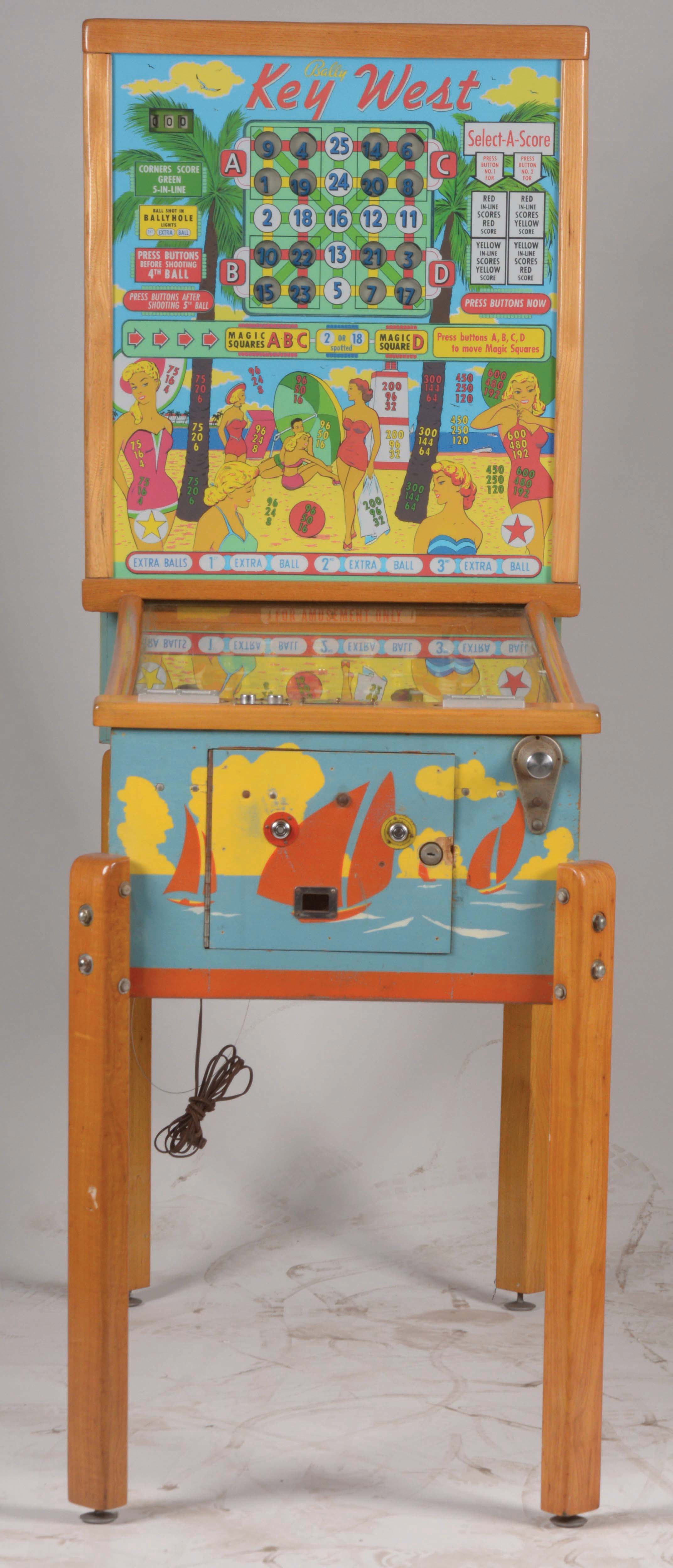 Lot Detail BALLY KEY WEST WOOD RAIL PINBALL MACHINE.