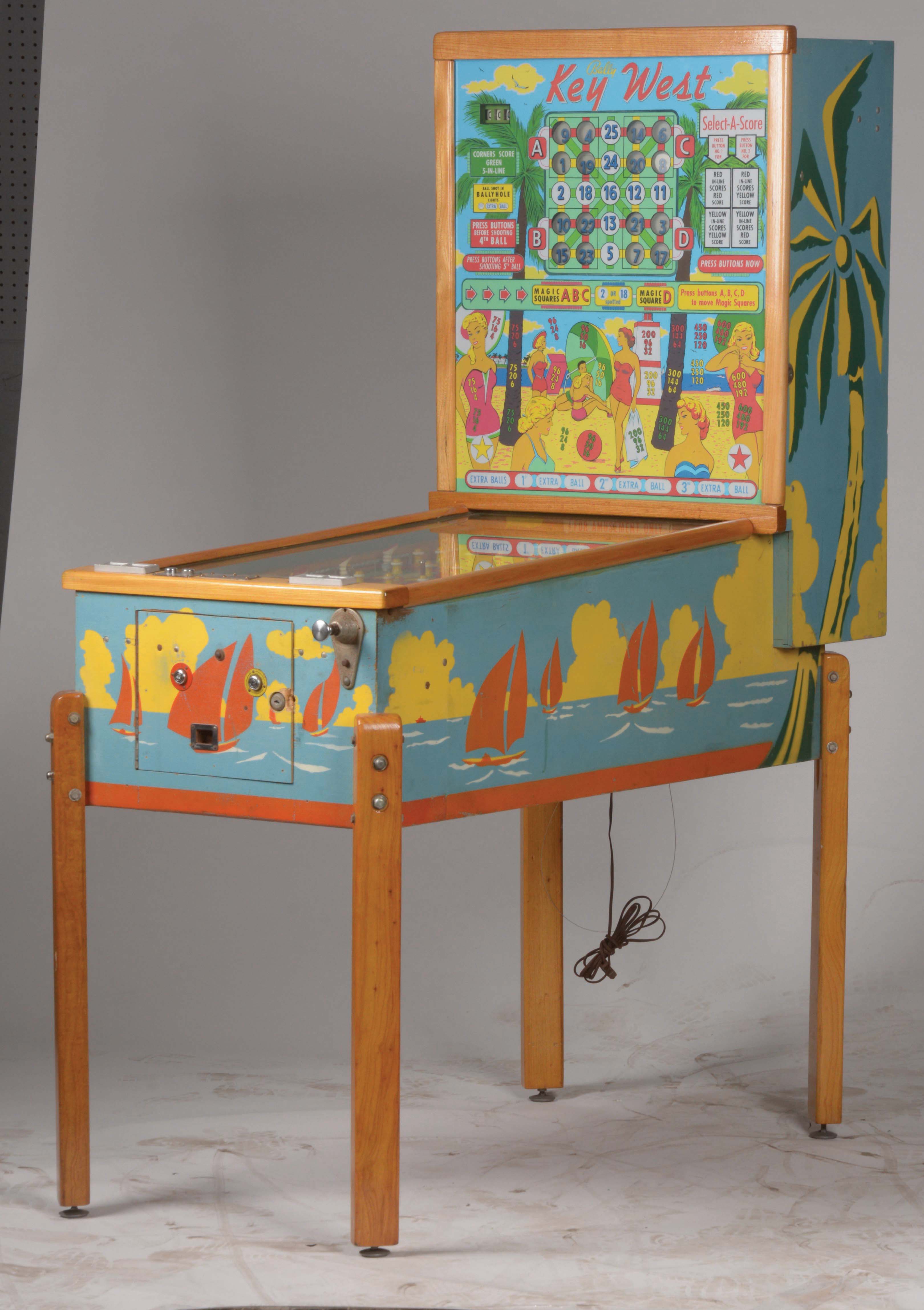 Lot Detail BALLY KEY WEST WOOD RAIL PINBALL MACHINE.