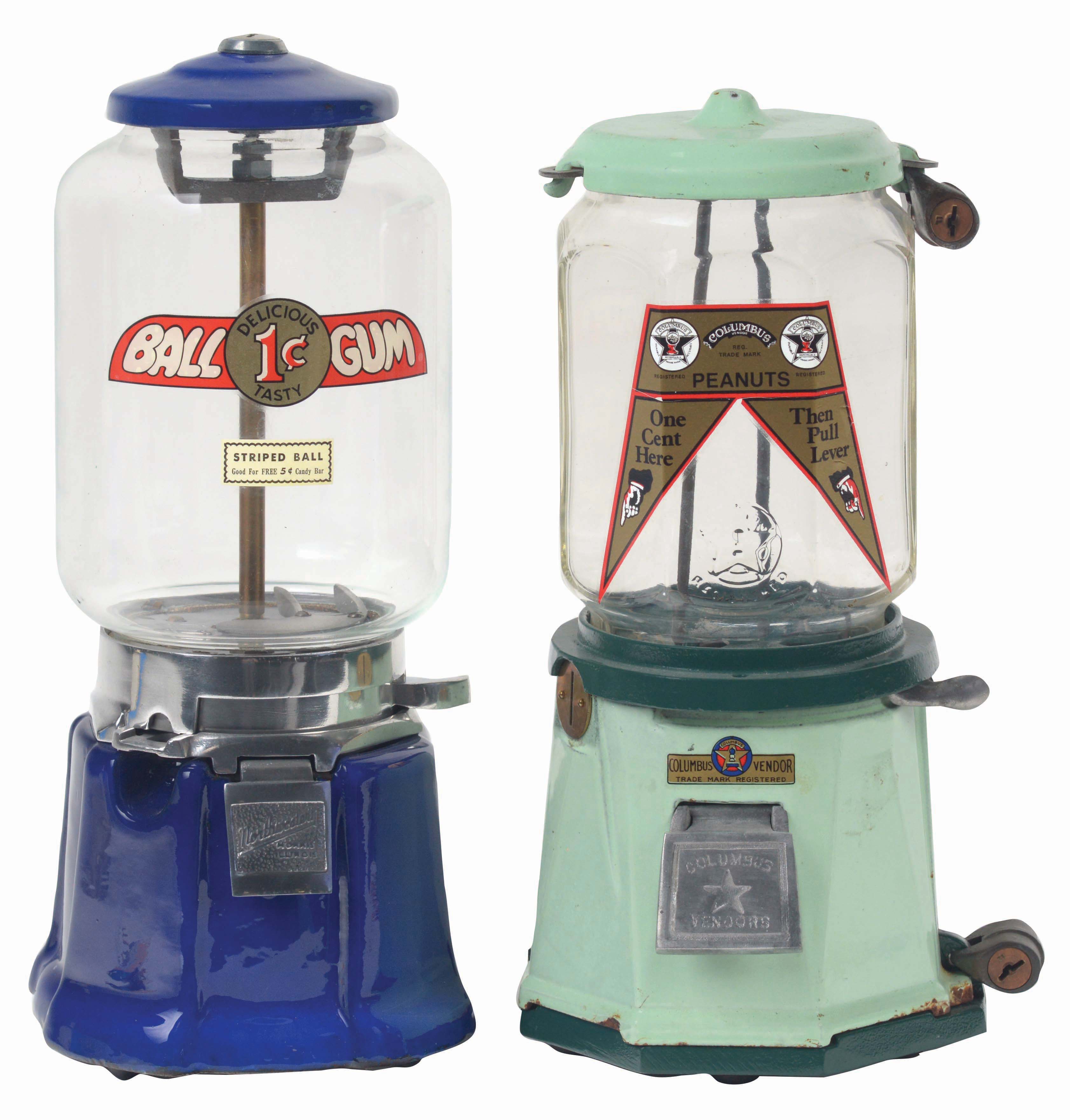 LOT OF 2 COLUMBUS 1¢ MODEL A AND 5¢ MODEL 34 VENDING MACHINES