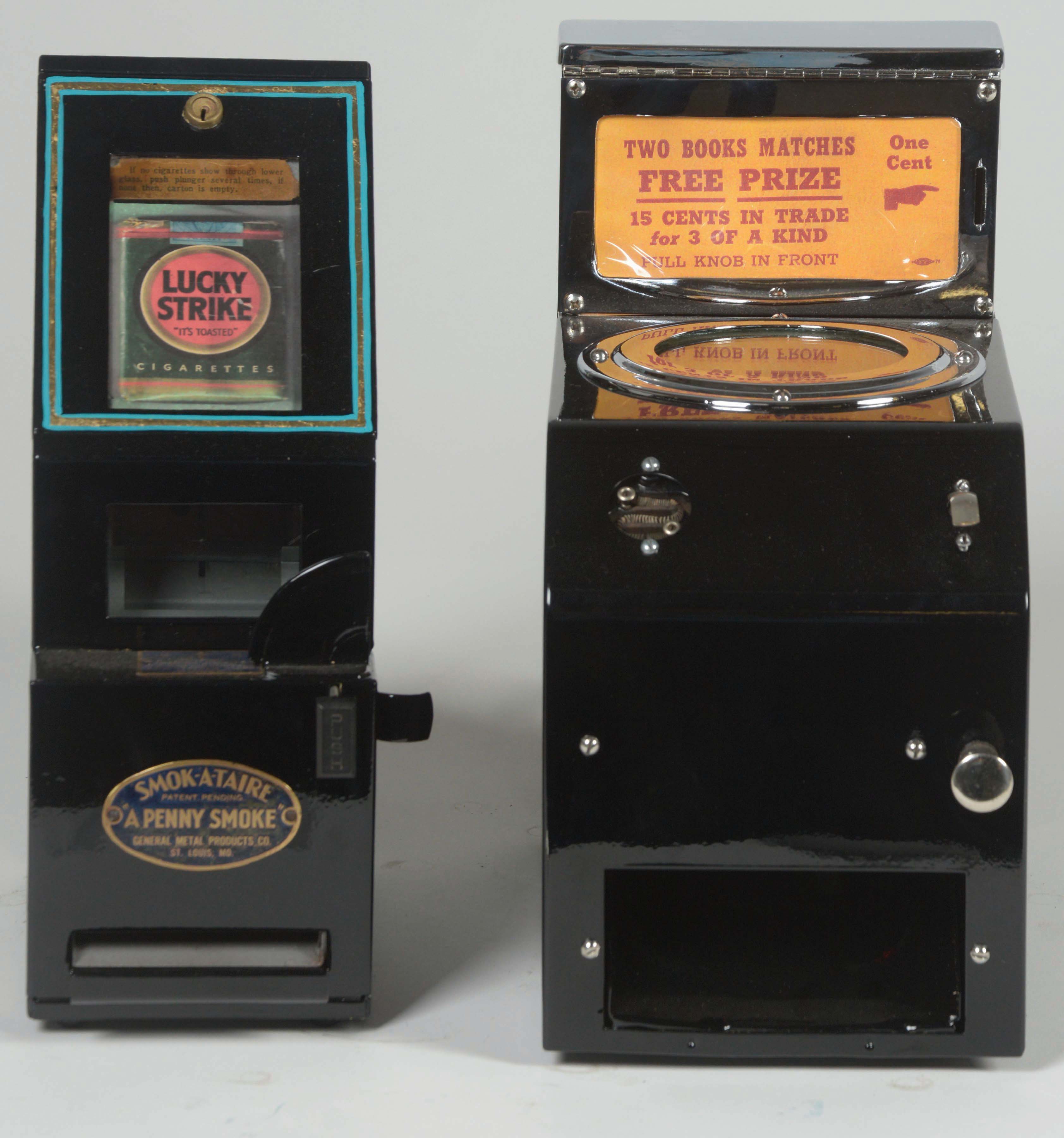 Lot Detail LOT OF 2 CIGARETTE VENDING MACHINE & MATCHES TRADE
