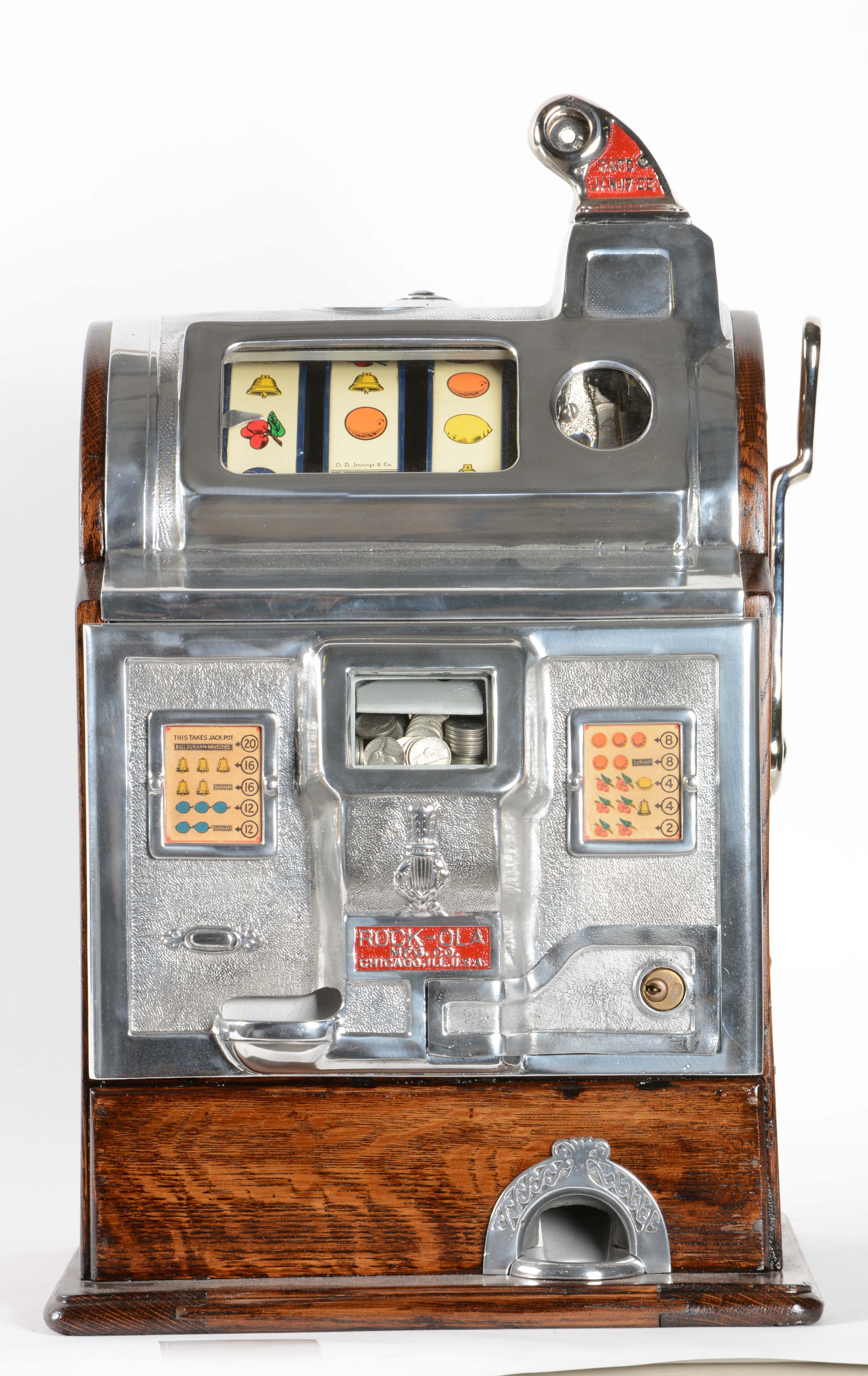 Lot Detail 5¢ JENNINGS/ROCKOLA REVAMP SLOT MACHINE.