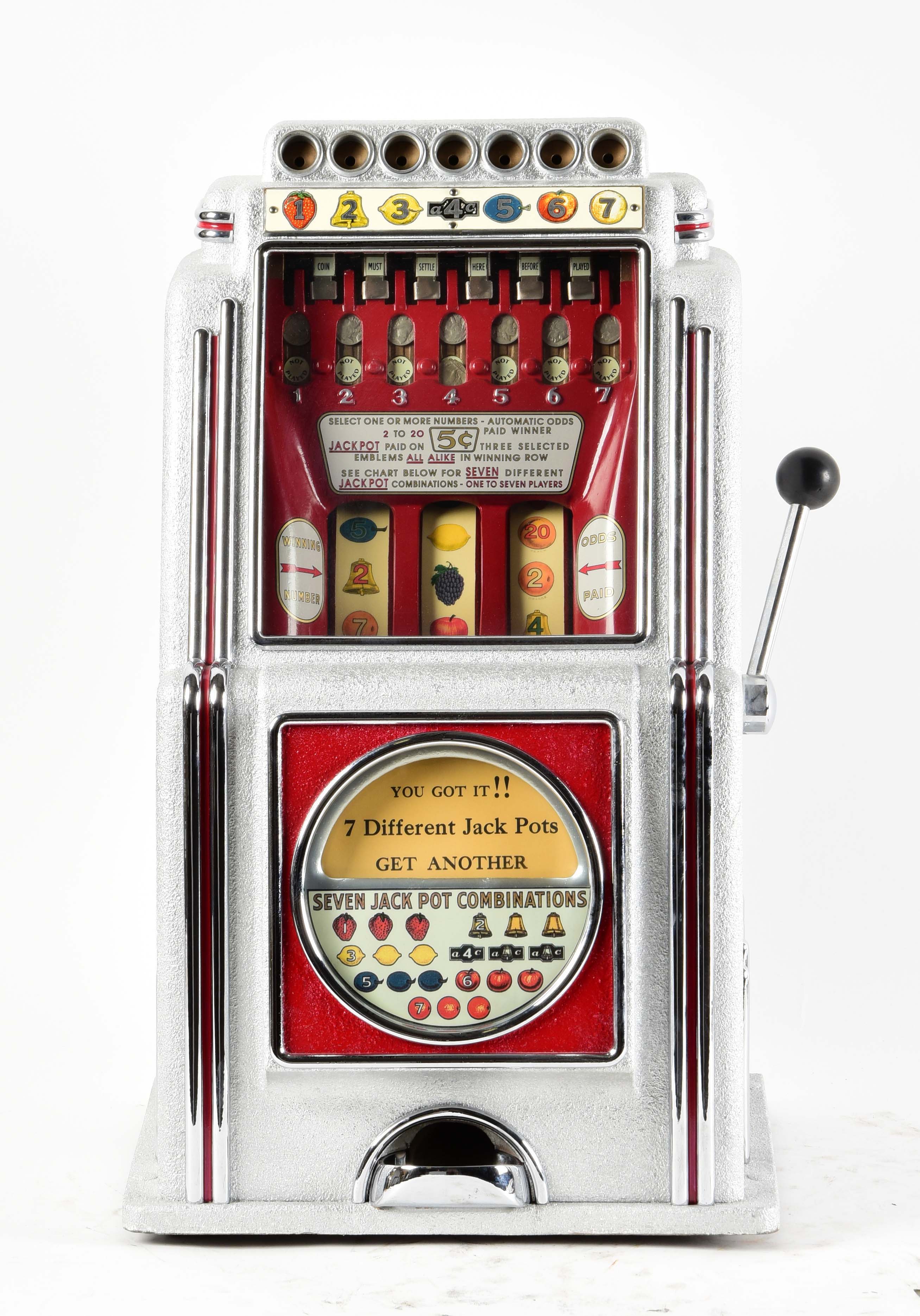 Lot Detail 5¢ RARE A. C. NOVELTY MULTI BELL SLOT MACHINE.