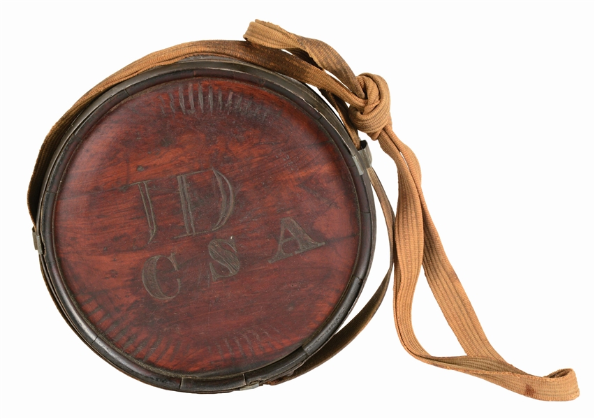 Lot Detail CARVED CIVIL WAR CONFEDERATE CEDAR CANTEEN WITH ORIGINAL